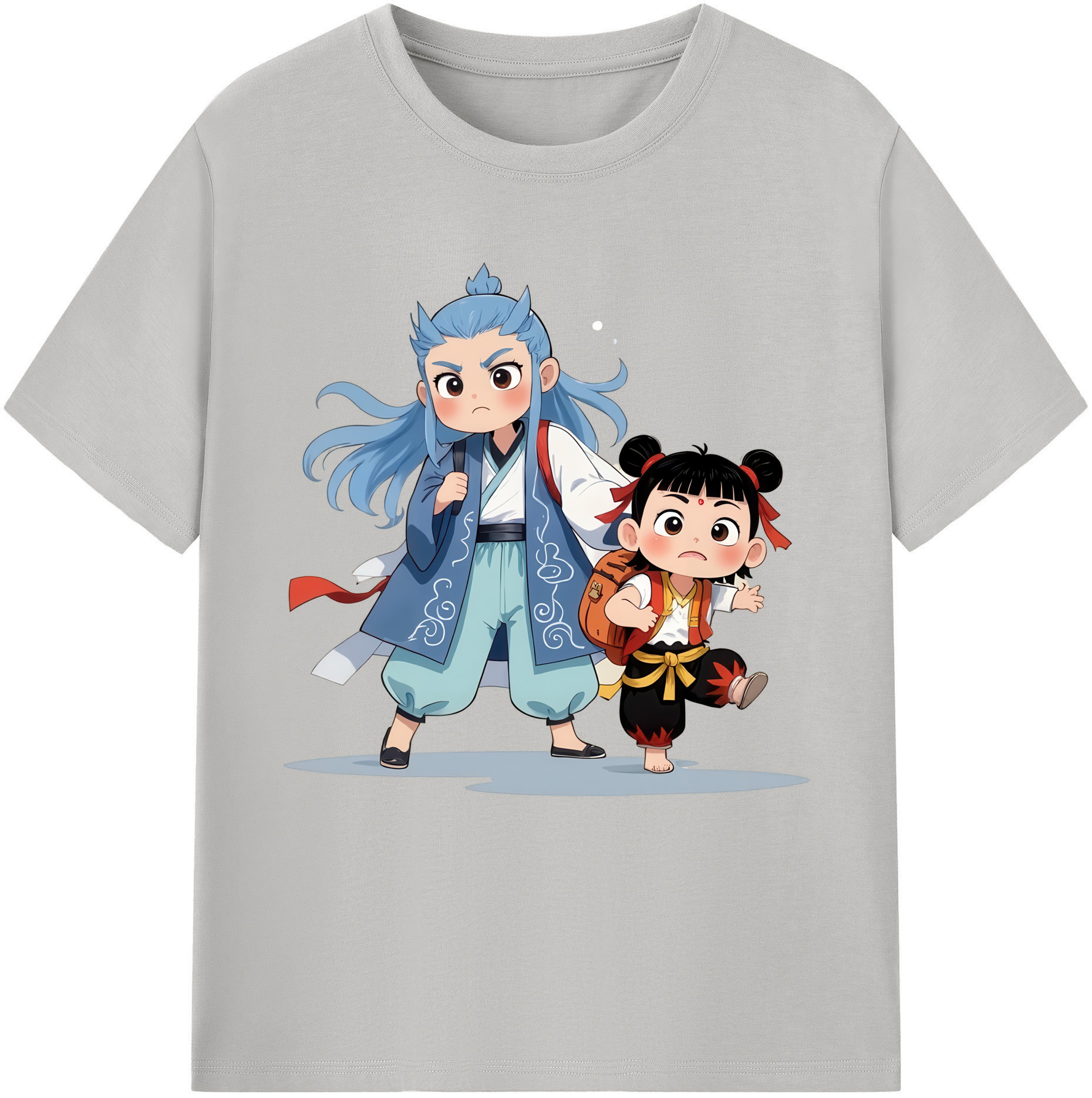 （画像用） Ne Zha 2 ナタ 魔童の大暴れ 綿100％半袖Tシャツ（フロントプリント）