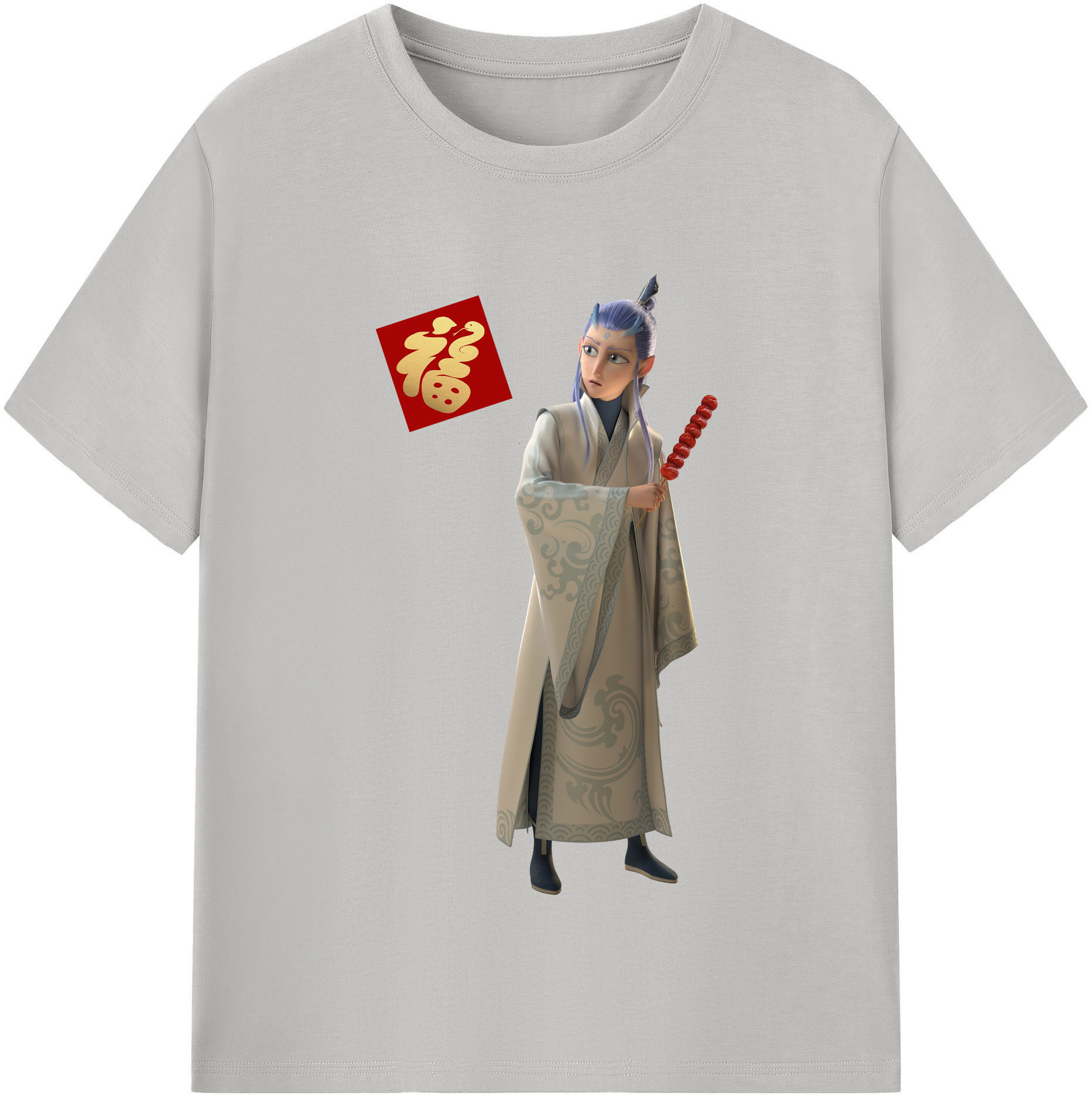 （画像用） Ne Zha 2 ナタ 魔童の大暴れ 綿100％半袖Tシャツ（フロントプリント）