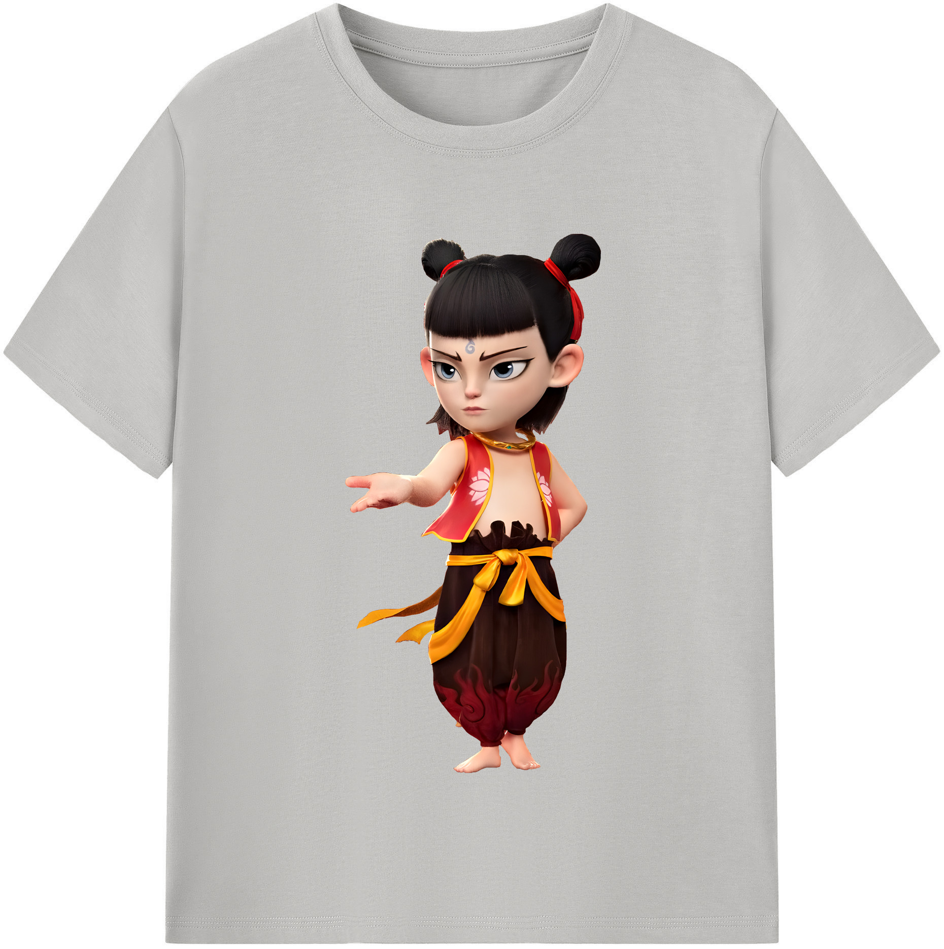 （画像用） Ne Zha 2 ナタ 魔童の大暴れ 綿100％半袖Tシャツ（フロントプリント）