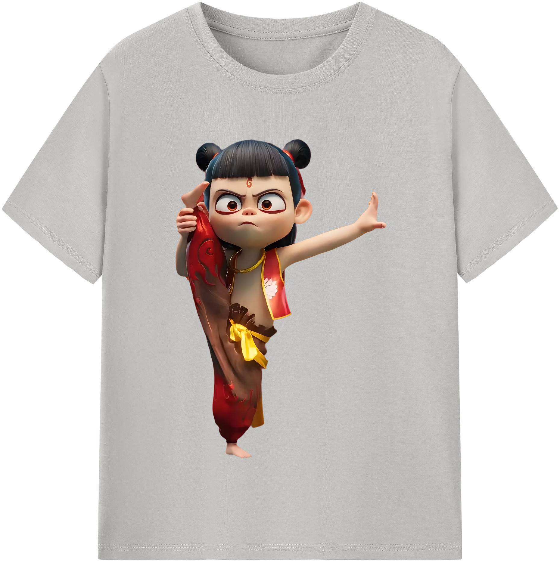 （画像用） Ne Zha 2 ナタ 魔童の大暴れ 綿100％半袖Tシャツ（フロントプリント）