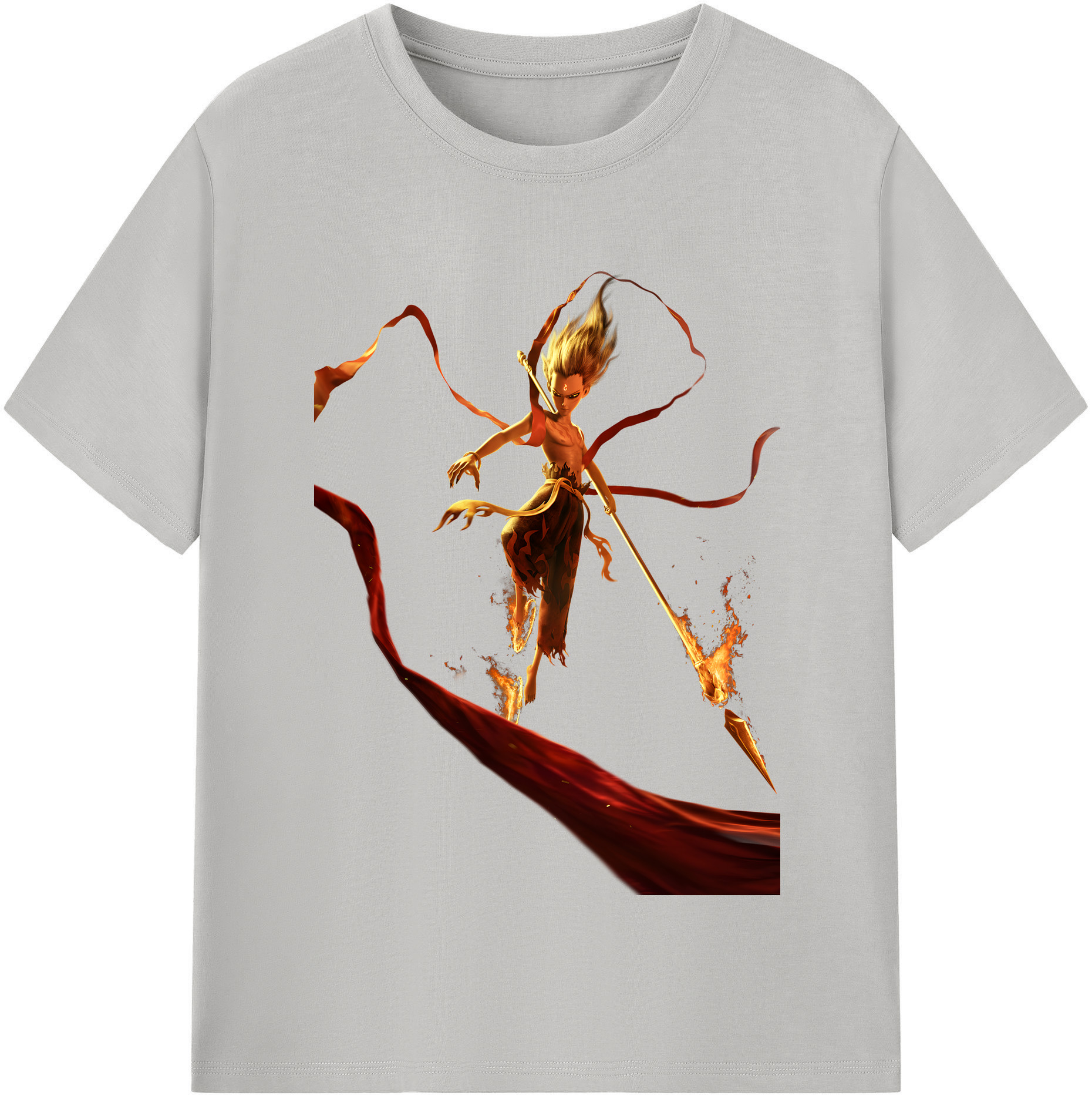 （画像用） Ne Zha 2 ナタ 魔童の大暴れ 綿100％半袖Tシャツ（フロントプリント）