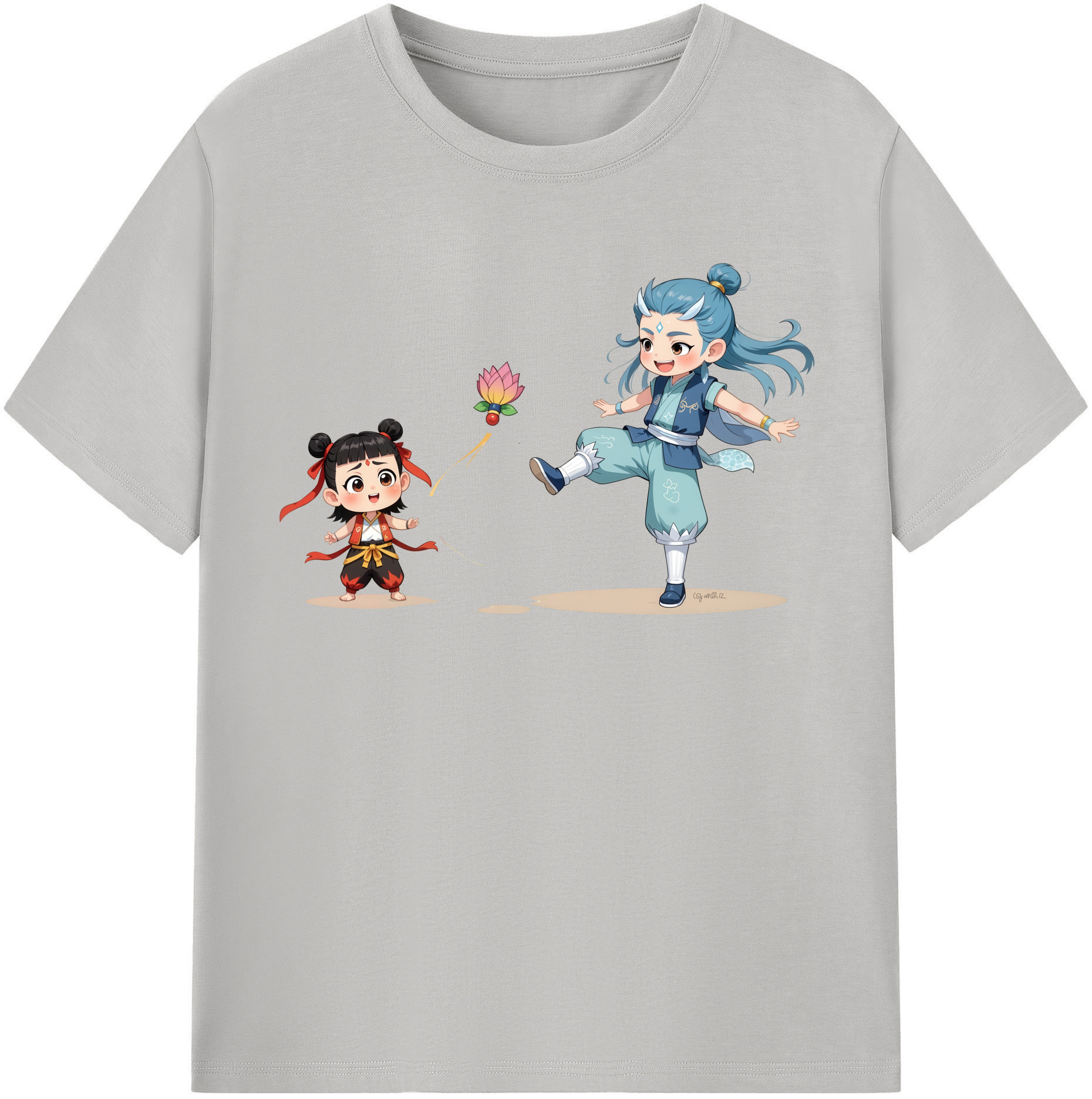 （画像用） Ne Zha 2 ナタ 魔童の大暴れ 綿100％半袖Tシャツ（フロントプリント）