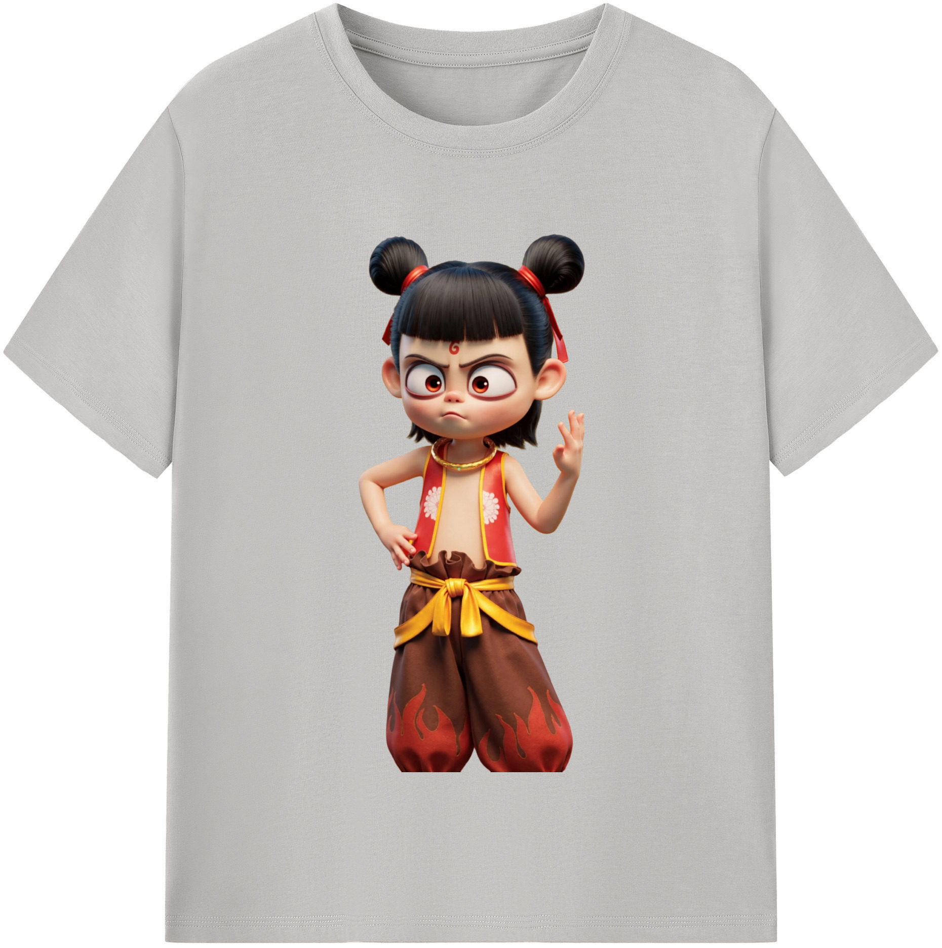 （画像用） Ne Zha 2 ナタ 魔童の大暴れ 綿100％半袖Tシャツ（フロントプリント）