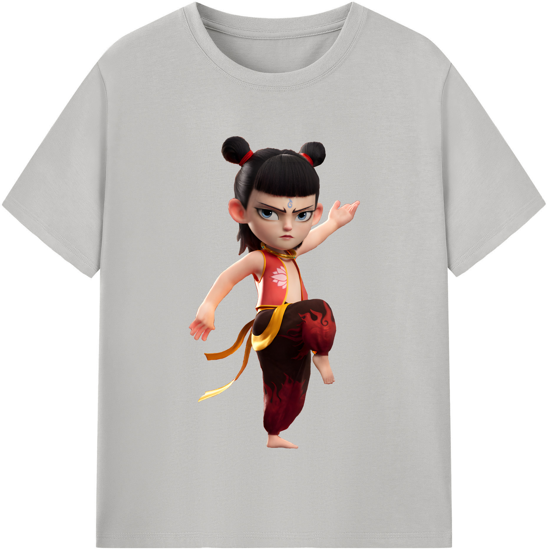 （画像用） Ne Zha 2 ナタ 魔童の大暴れ 綿100％半袖Tシャツ（フロントプリント）
