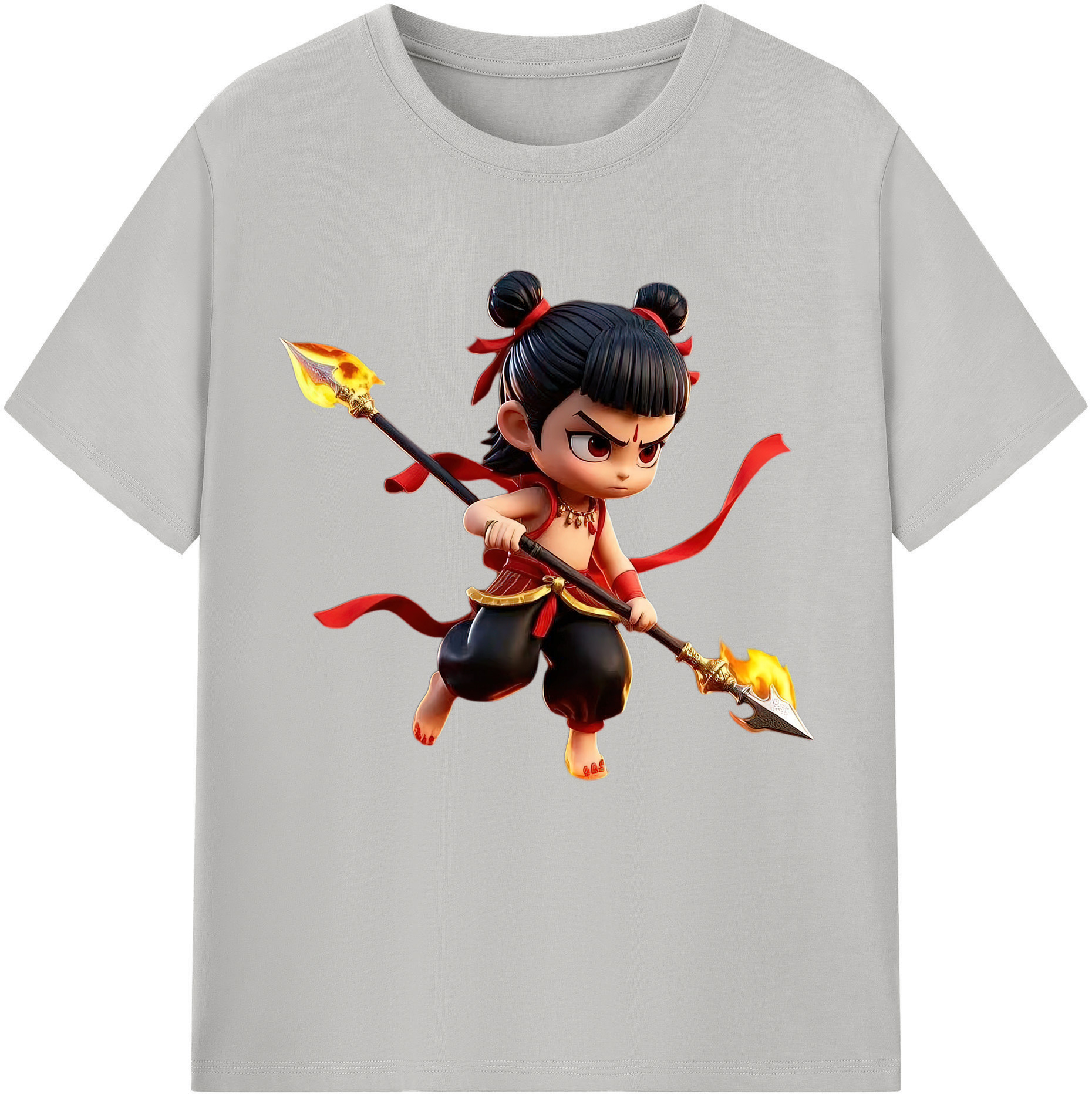 （画像用） Ne Zha 2 ナタ 魔童の大暴れ 綿100％半袖Tシャツ（フロントプリント）