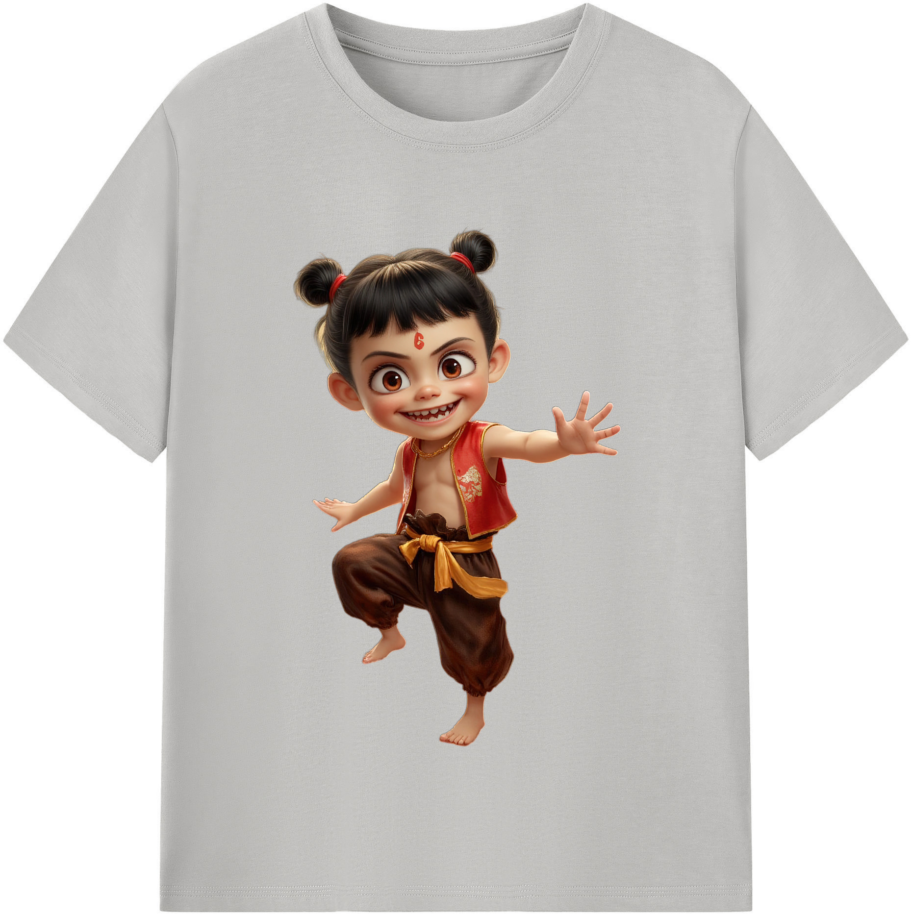 （画像用） Ne Zha 2 ナタ 魔童の大暴れ 綿100％半袖Tシャツ（フロントプリント）