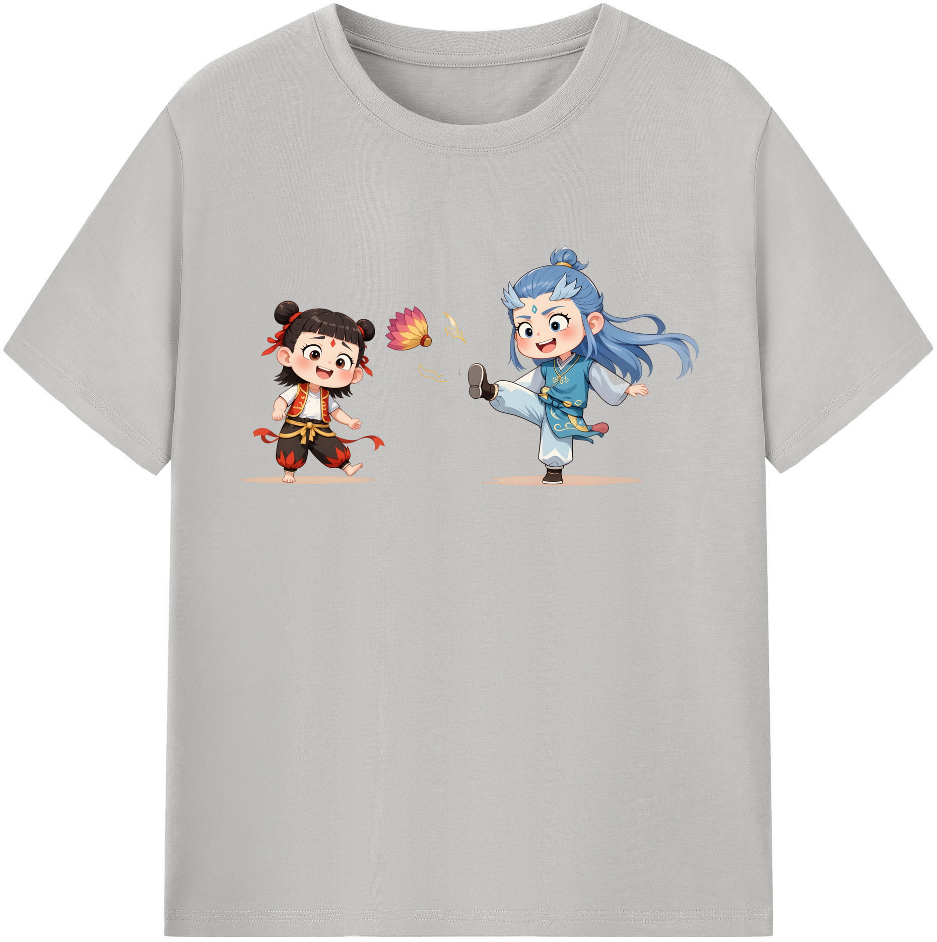 （画像用） Ne Zha 2 ナタ 魔童の大暴れ 綿100％半袖Tシャツ（フロントプリント）