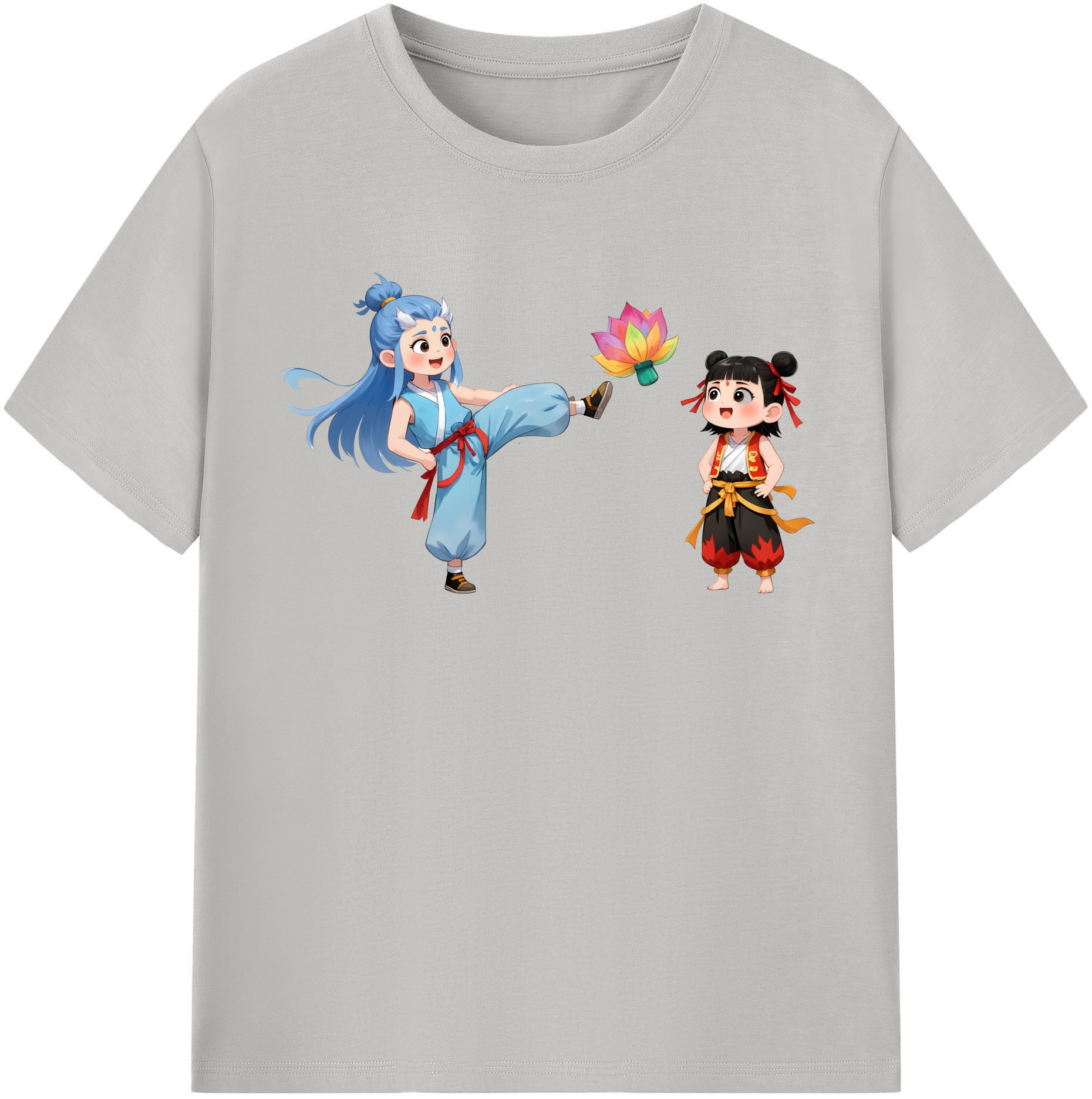 （画像用） Ne Zha 2 ナタ 魔童の大暴れ 綿100％半袖Tシャツ（フロントプリント）