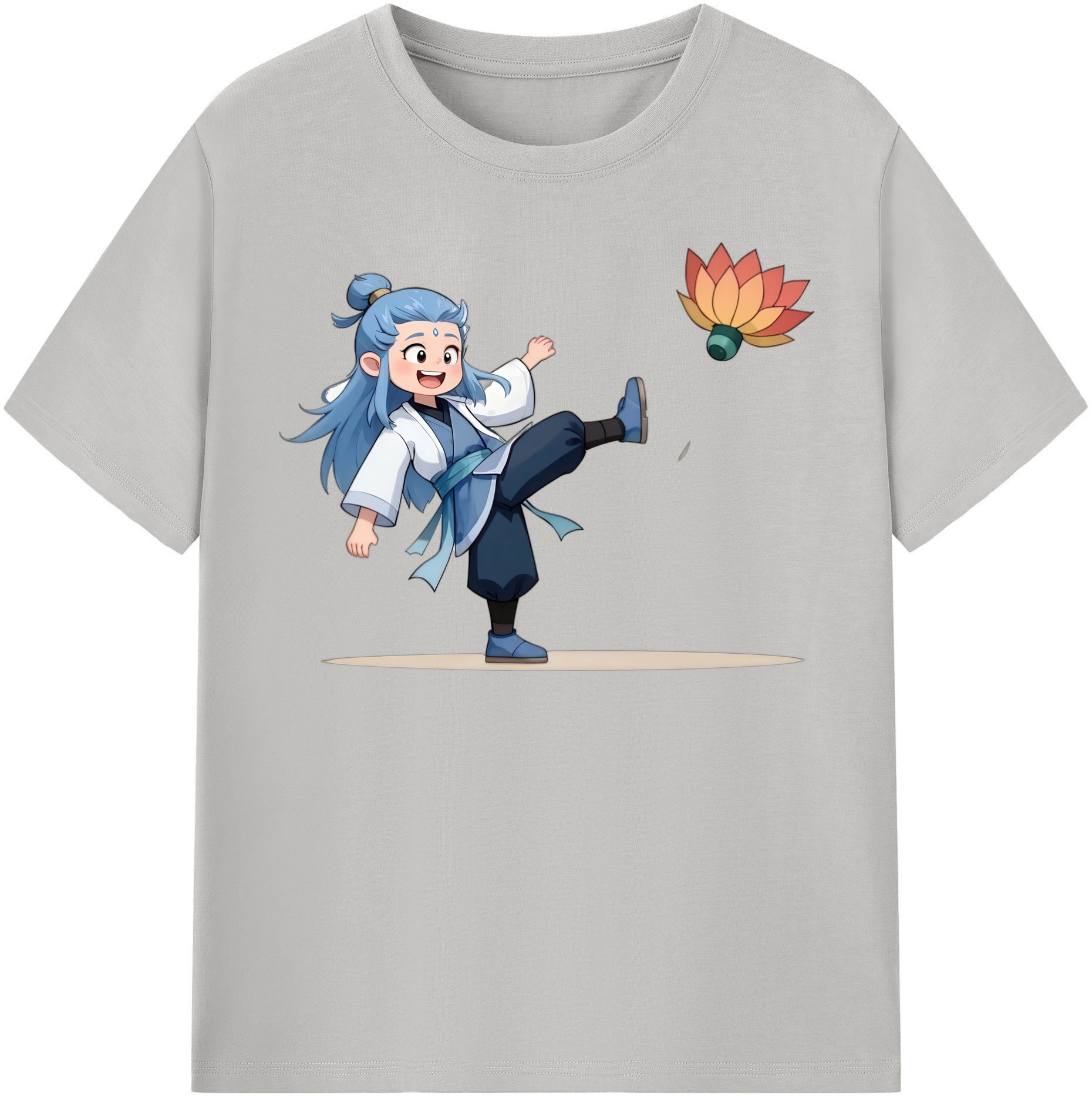 （画像用） Ne Zha 2 ナタ 魔童の大暴れ 綿100％半袖Tシャツ（フロントプリント）