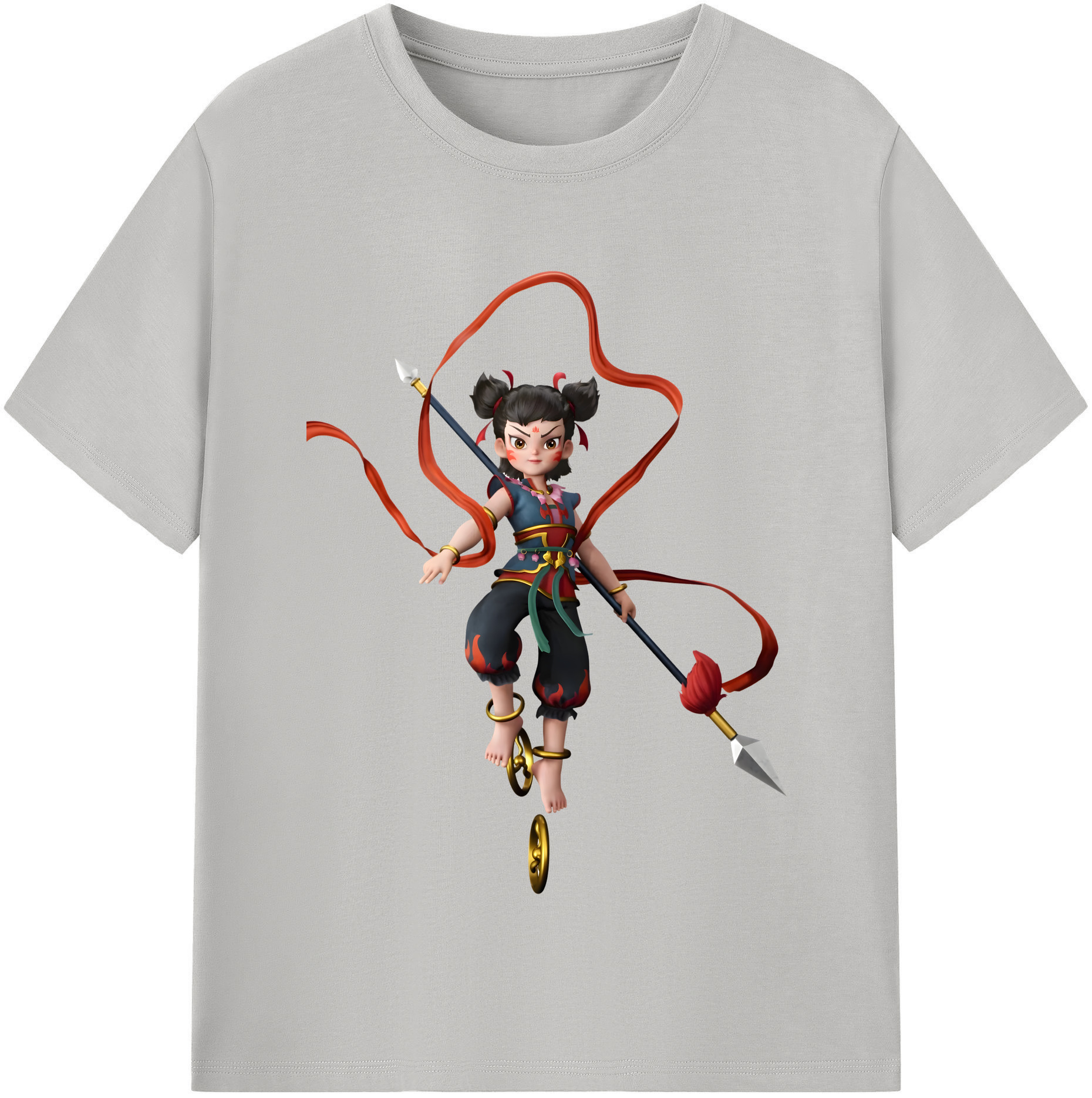 （画像用） Ne Zha 2 ナタ 魔童の大暴れ 綿100％半袖Tシャツ（フロントプリント）