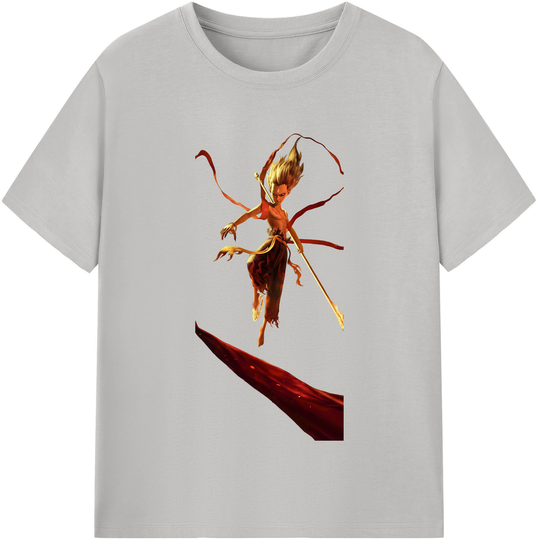 （画像用） Ne Zha 2 ナタ 魔童の大暴れ 綿100％半袖Tシャツ（フロントプリント）