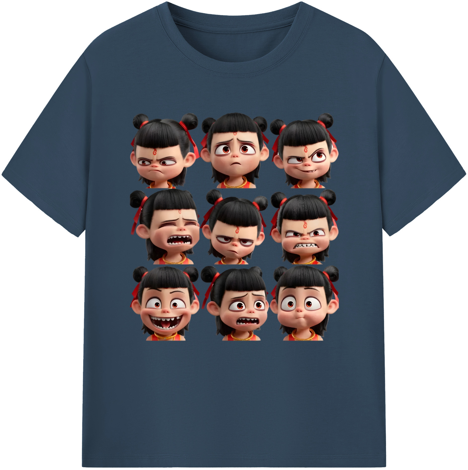 （画像用） Ne Zha 2 ナタ 魔童の大暴れ 綿100％半袖Tシャツ（フロントプリント）