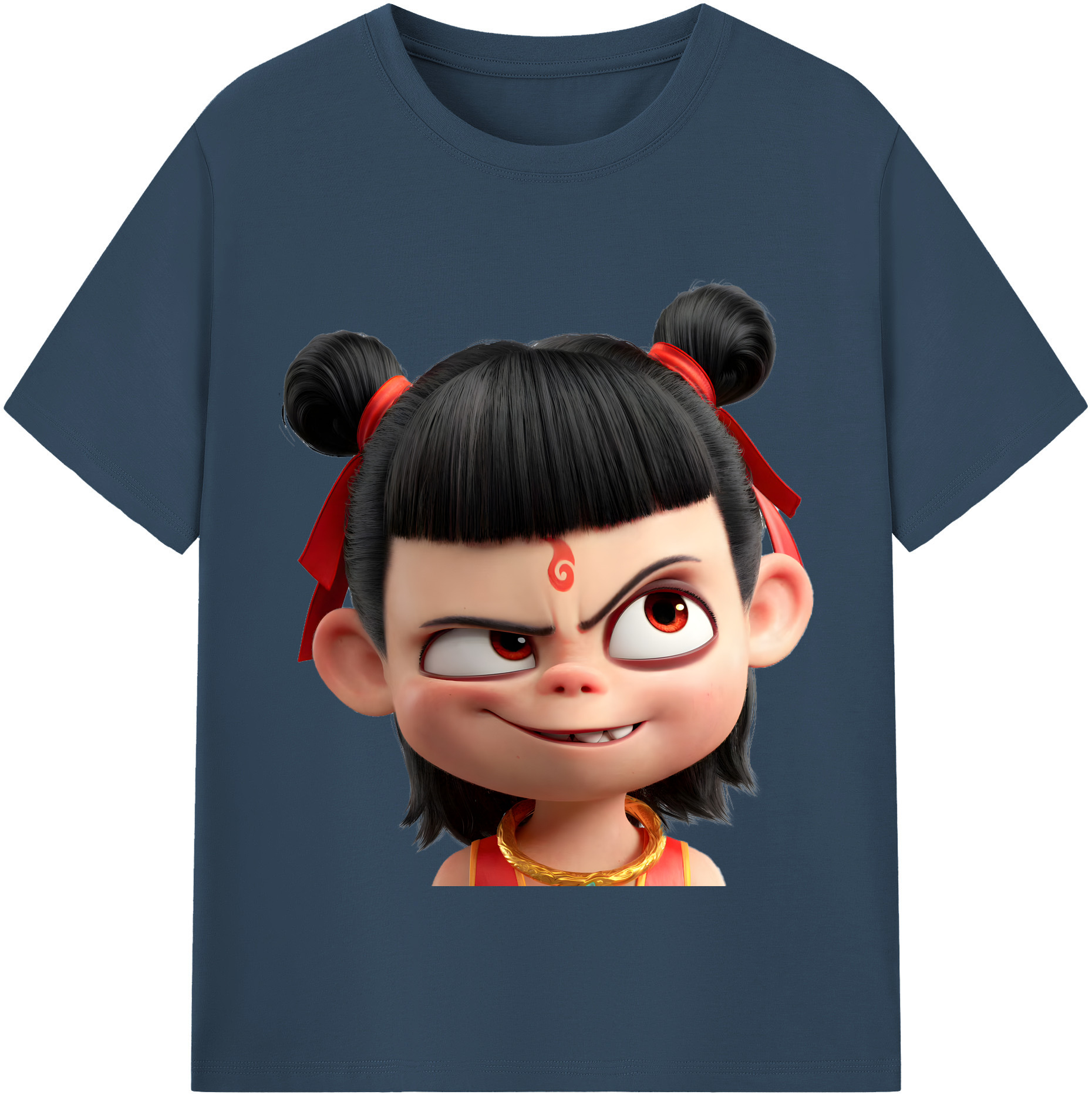 （画像用） Ne Zha 2 ナタ 魔童の大暴れ 綿100％半袖Tシャツ（フロントプリント）