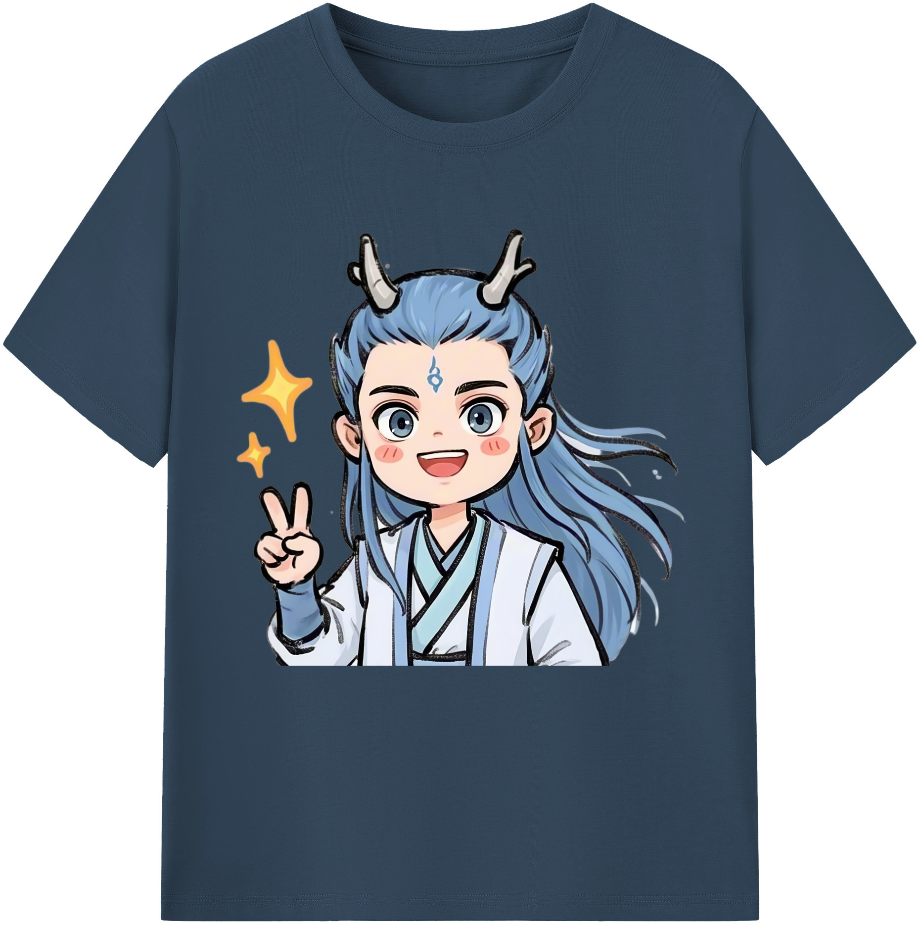 （画像用） Ne Zha 2 ナタ 魔童の大暴れ 綿100％半袖Tシャツ（フロントプリント）