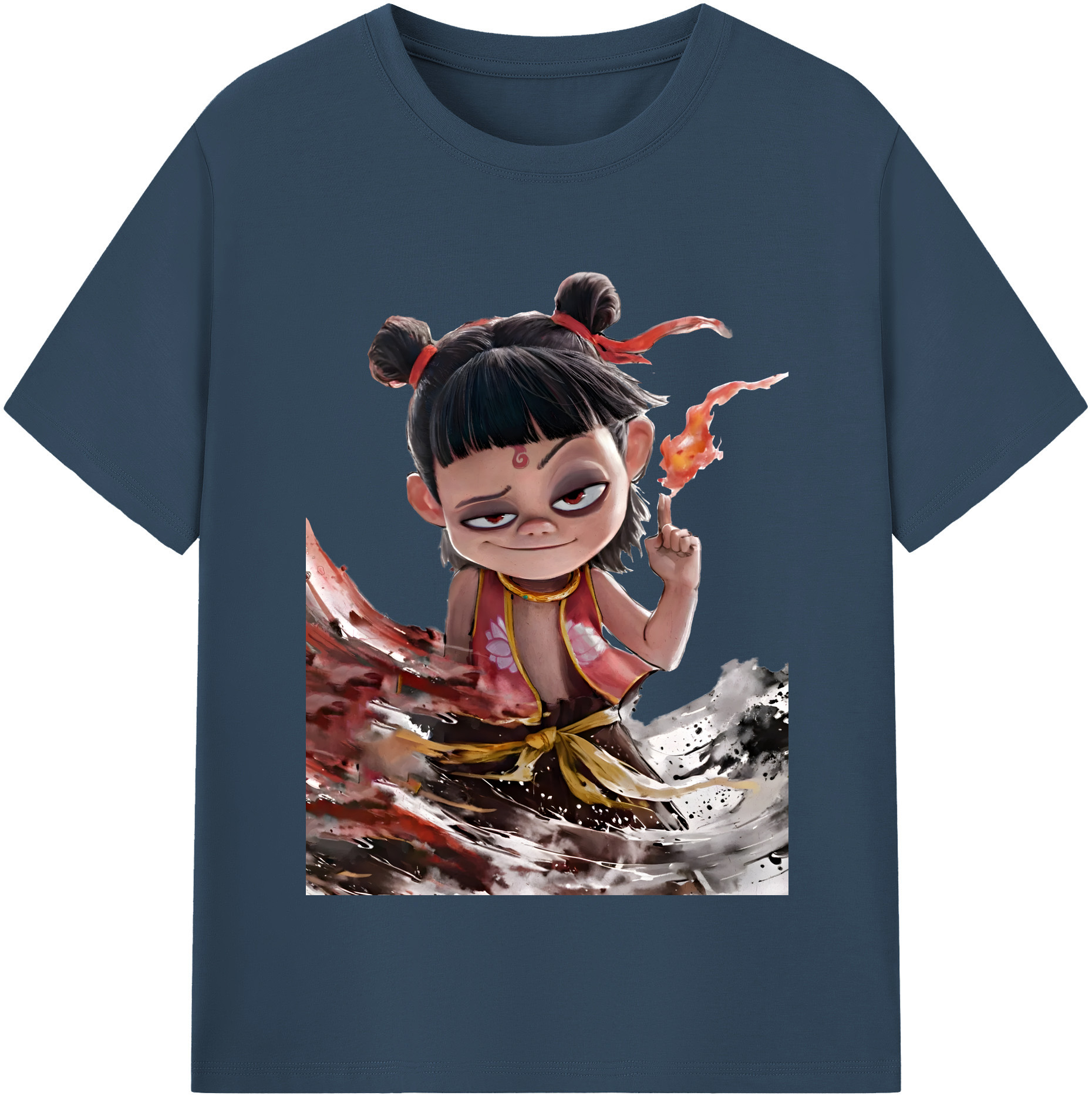 （画像用） Ne Zha 2 ナタ 魔童の大暴れ 綿100％半袖Tシャツ（フロントプリント）