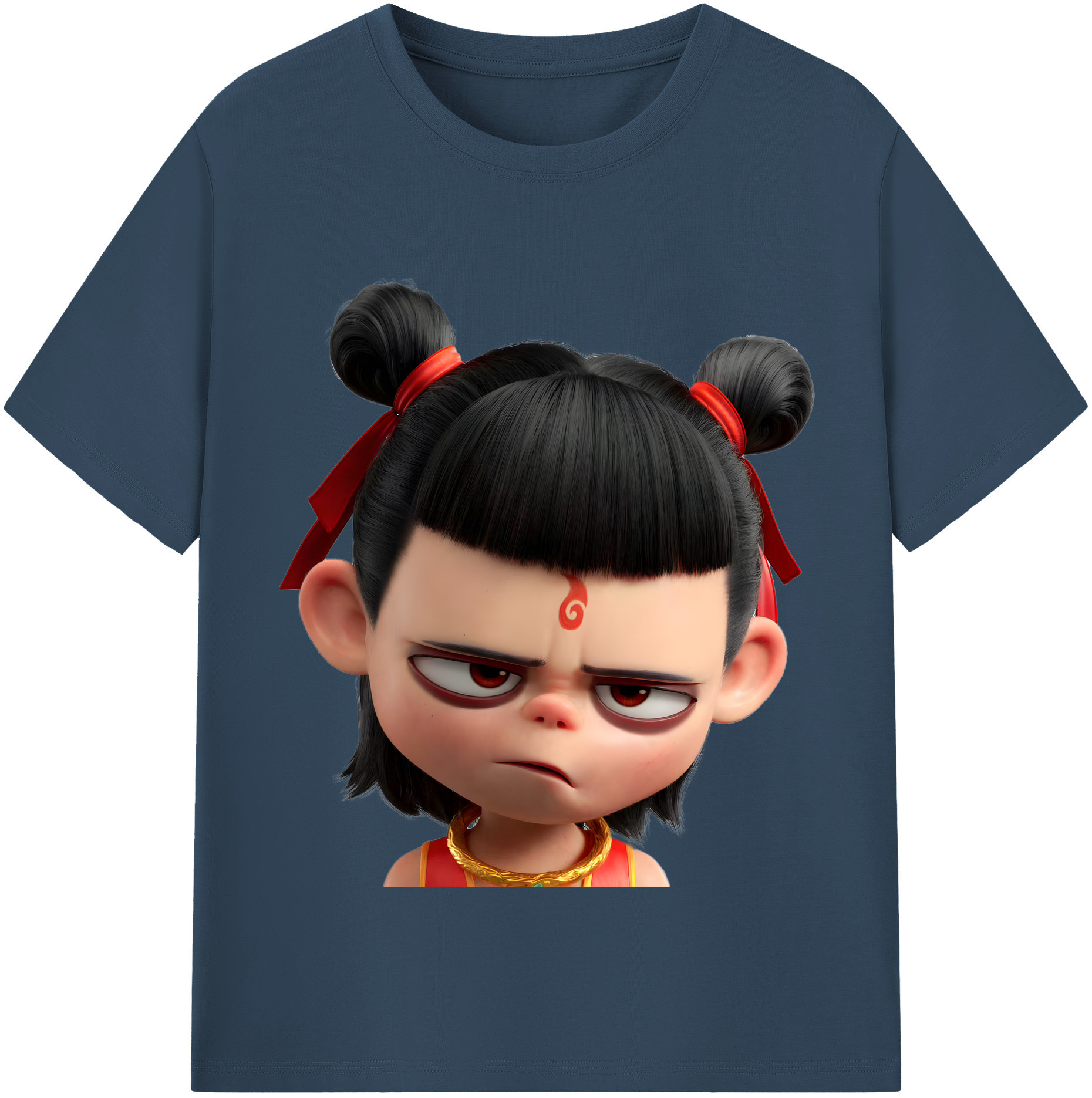 （画像用） Ne Zha 2 ナタ 魔童の大暴れ 綿100％半袖Tシャツ（フロントプリント）
