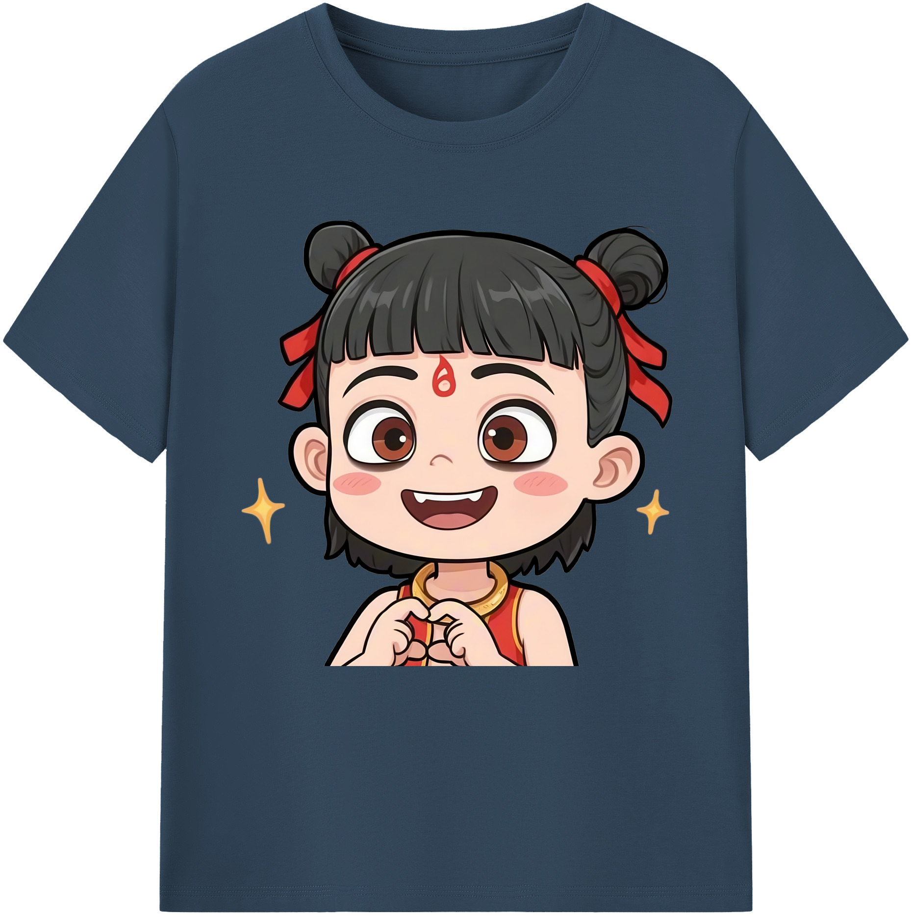 （画像用） Ne Zha 2 ナタ 魔童の大暴れ 綿100％半袖Tシャツ（フロントプリント）