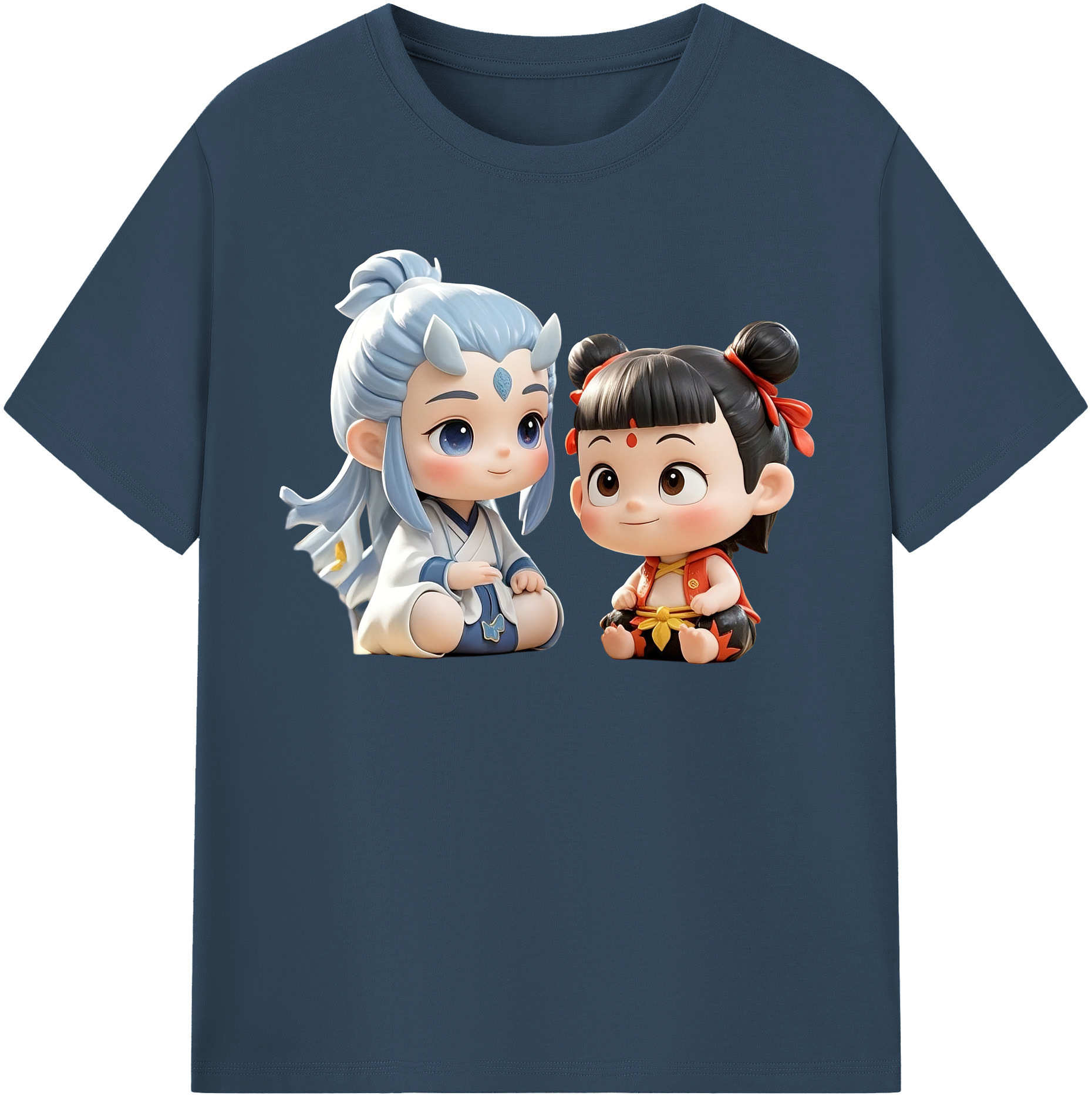 （画像用） Ne Zha 2 ナタ 魔童の大暴れ 綿100％半袖Tシャツ（フロントプリント）