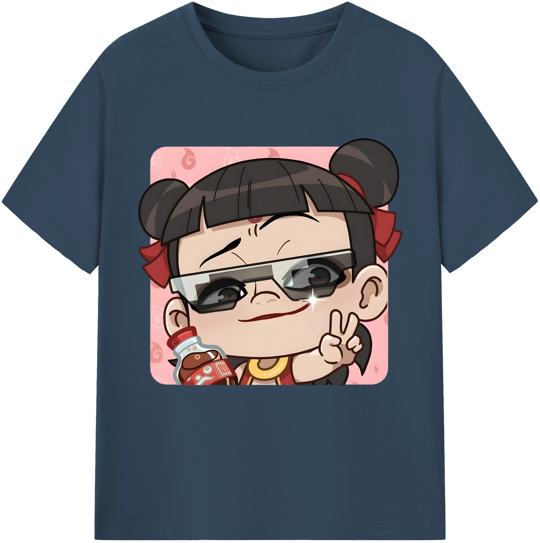 （画像用） Ne Zha 2 ナタ 魔童の大暴れ 綿100％半袖Tシャツ（フロントプリント）