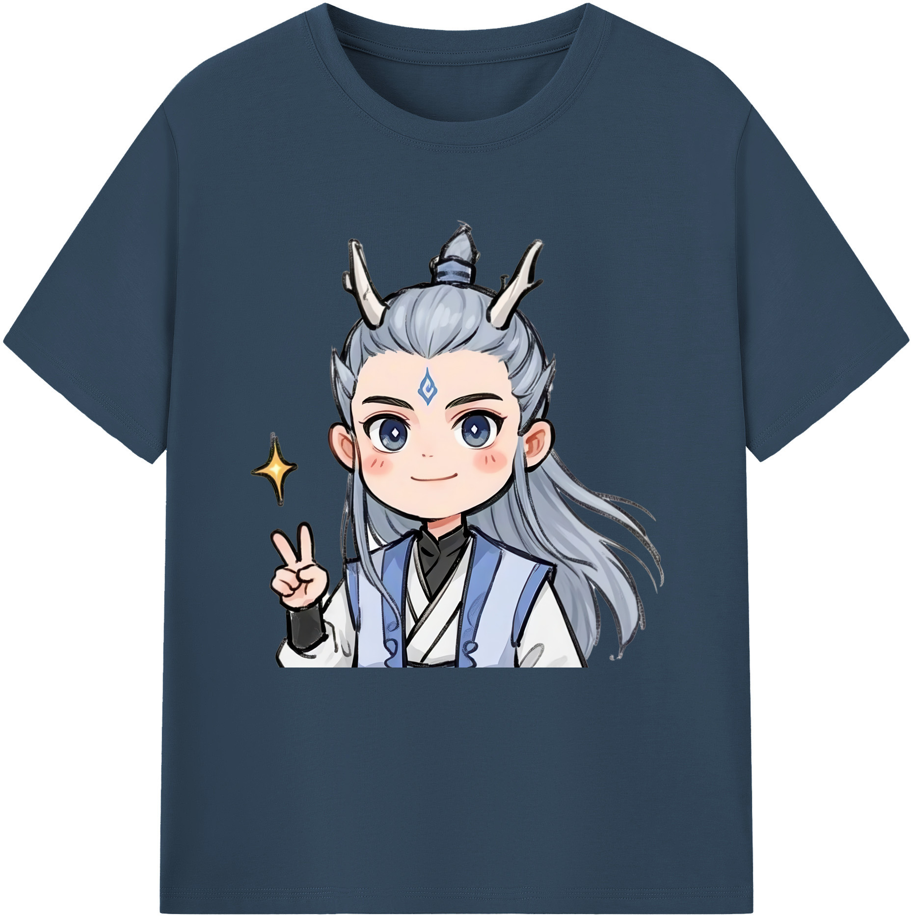 （画像用） Ne Zha 2 ナタ 魔童の大暴れ 綿100％半袖Tシャツ（フロントプリント）