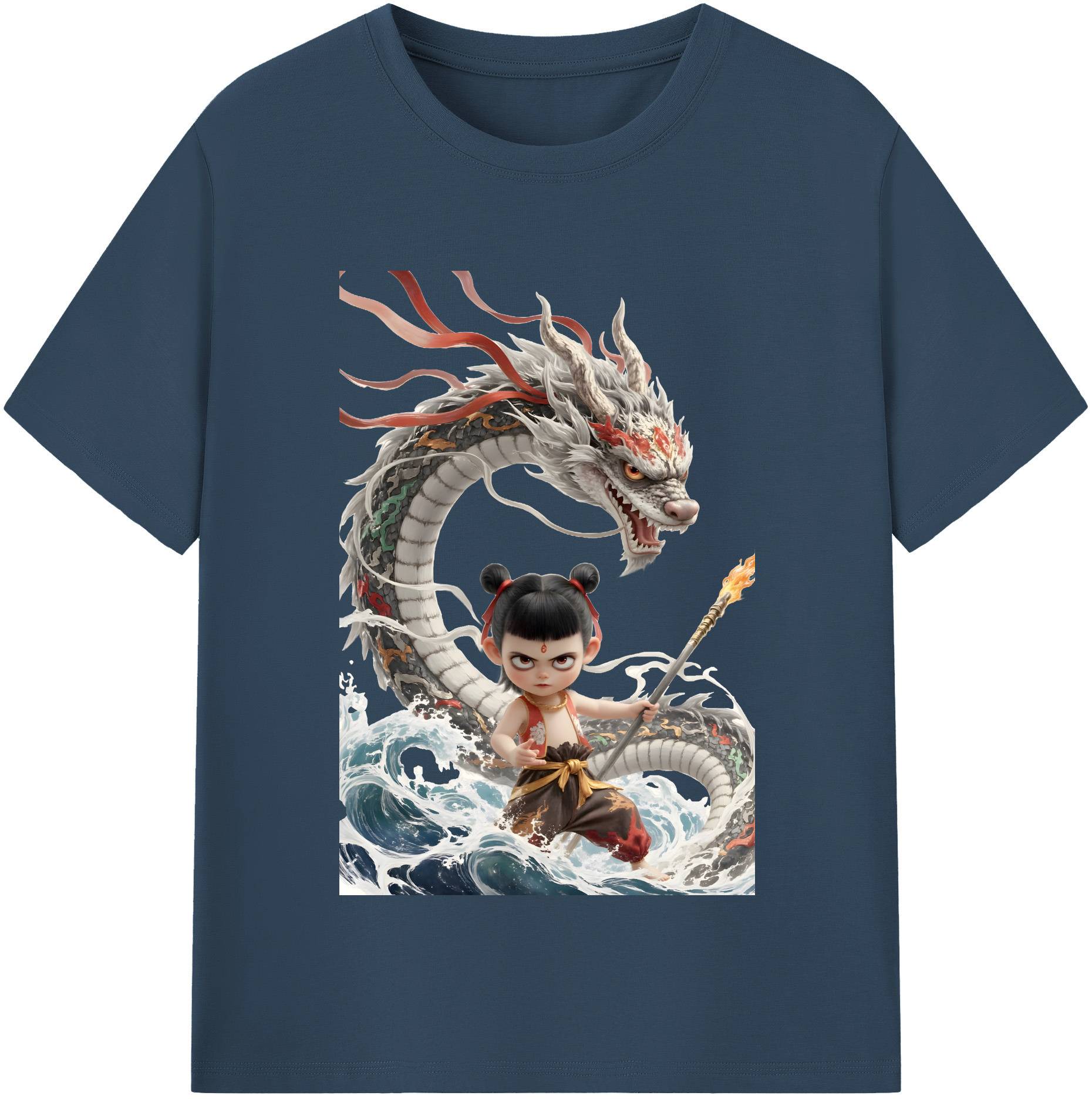 （画像用） Ne Zha 2 ナタ 魔童の大暴れ 綿100％半袖Tシャツ（フロントプリント）