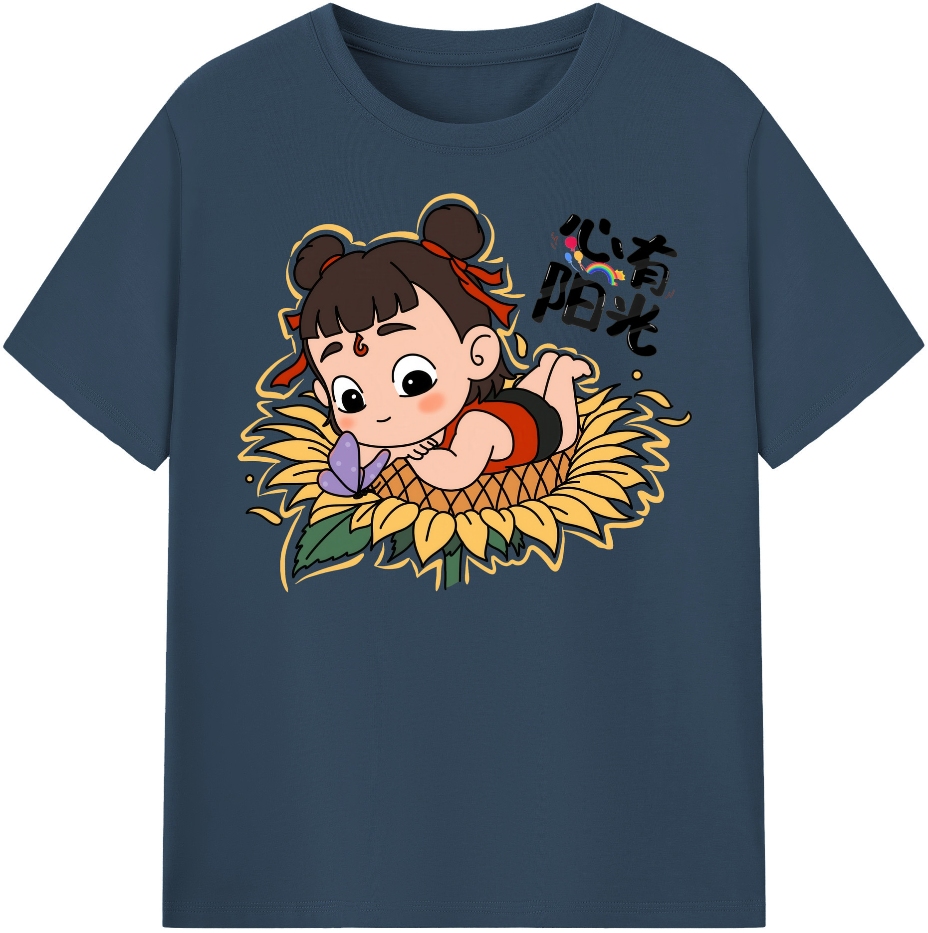 （画像用） Ne Zha 2 ナタ 魔童の大暴れ 綿100％半袖Tシャツ（フロントプリント）