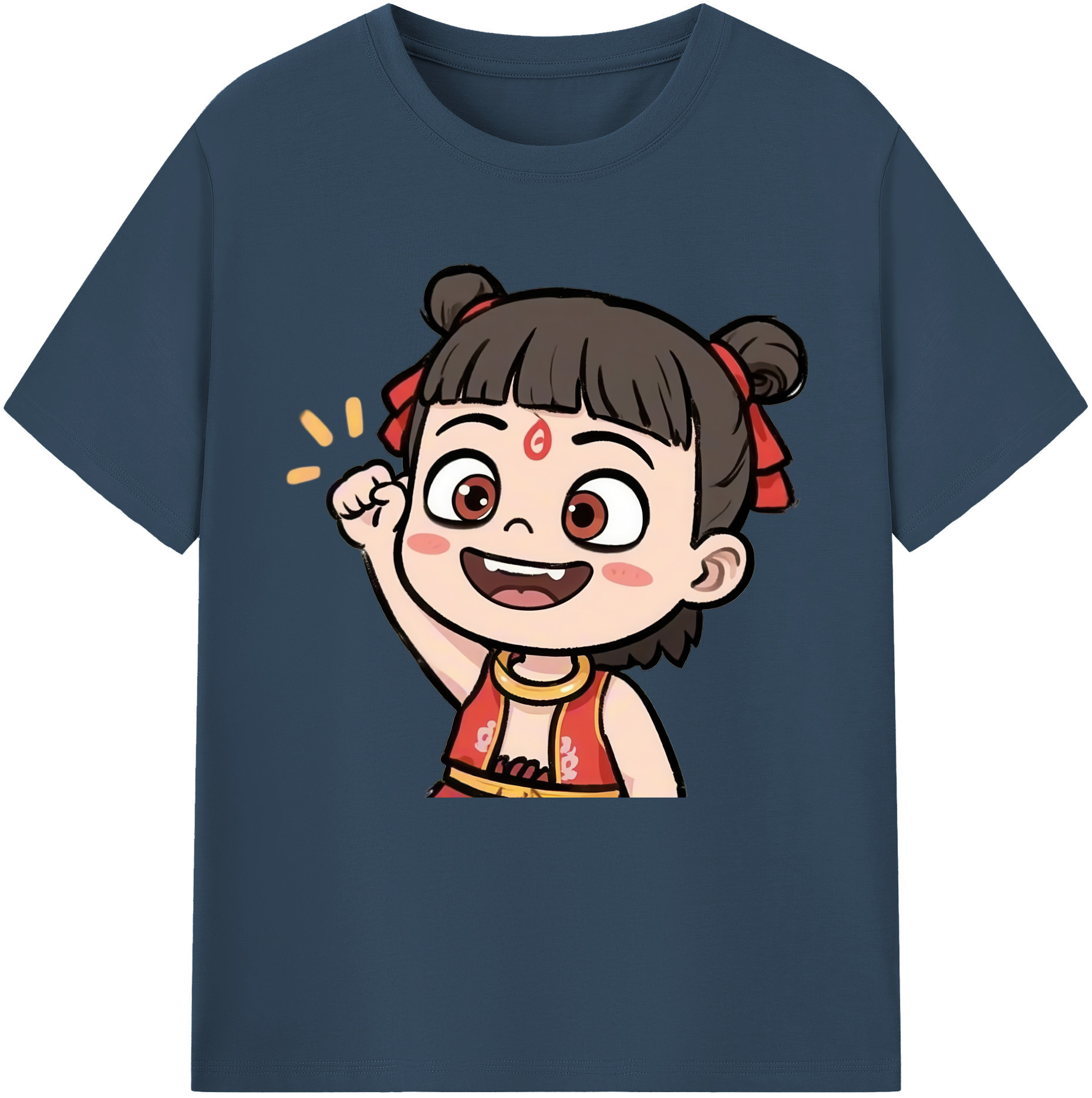 （画像用） Ne Zha 2 ナタ 魔童の大暴れ 綿100％半袖Tシャツ（フロントプリント）