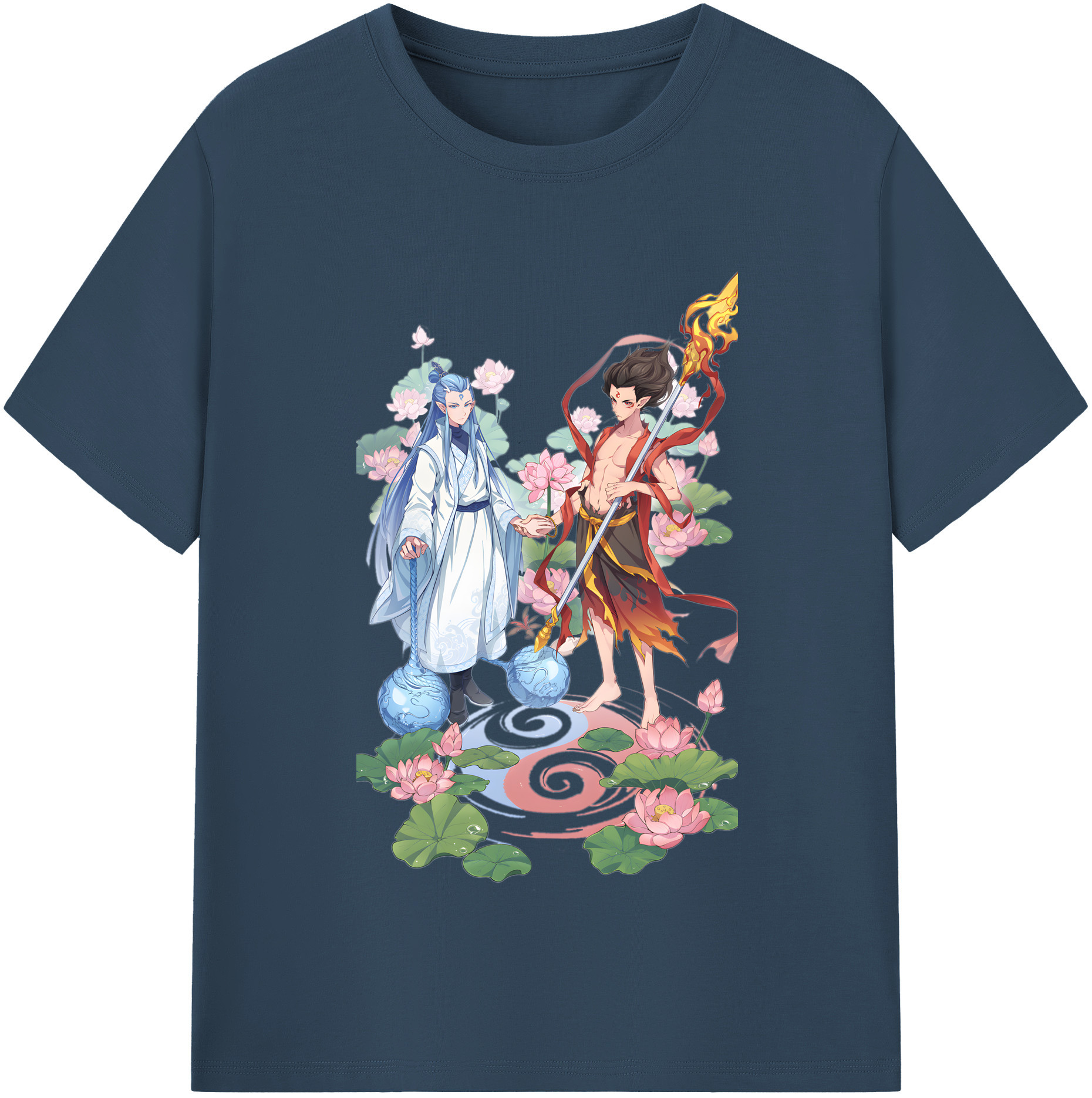 （画像用） Ne Zha 2 ナタ 魔童の大暴れ 綿100％半袖Tシャツ（フロントプリント）