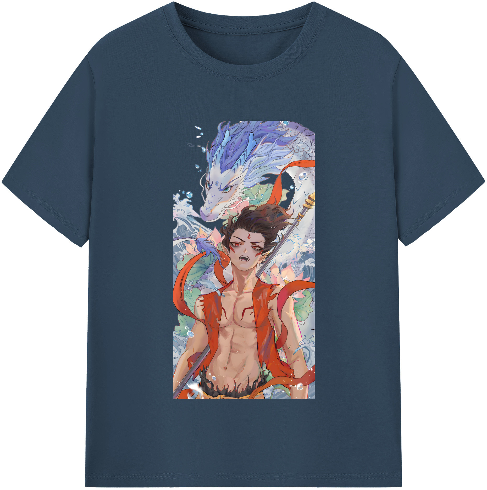 （画像用） Ne Zha 2 ナタ 魔童の大暴れ 綿100％半袖Tシャツ（フロントプリント）