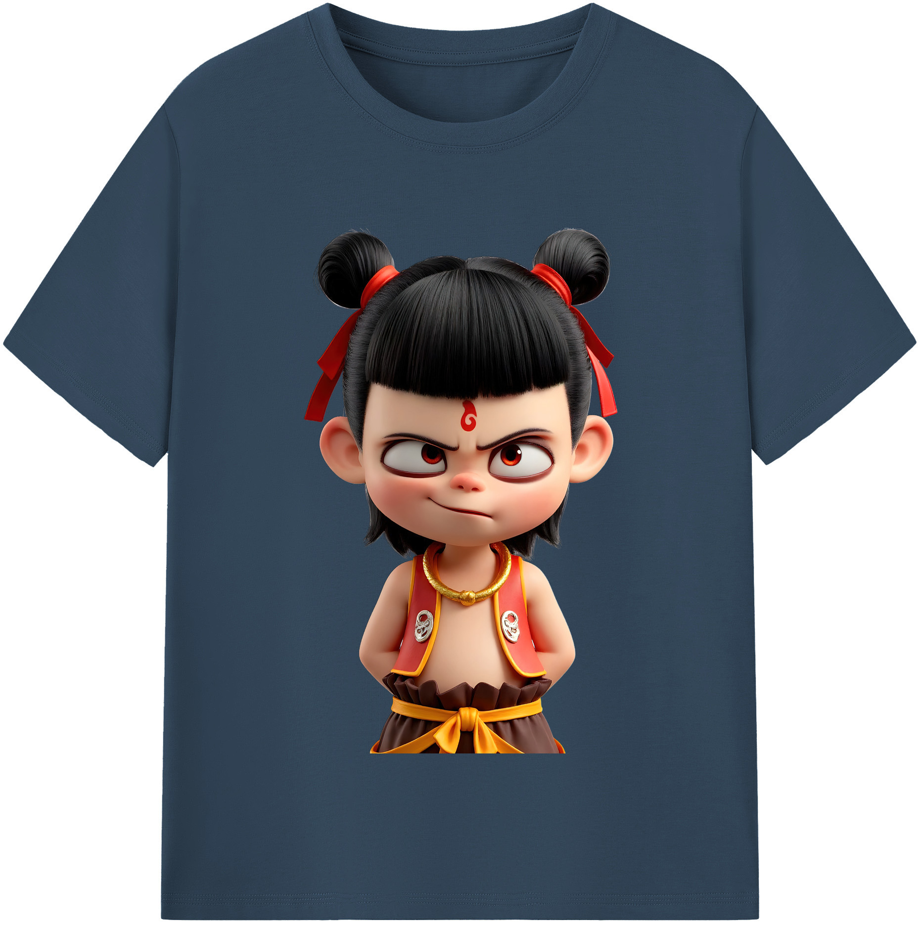 （画像用） Ne Zha 2 ナタ 魔童の大暴れ 綿100％半袖Tシャツ（フロントプリント）