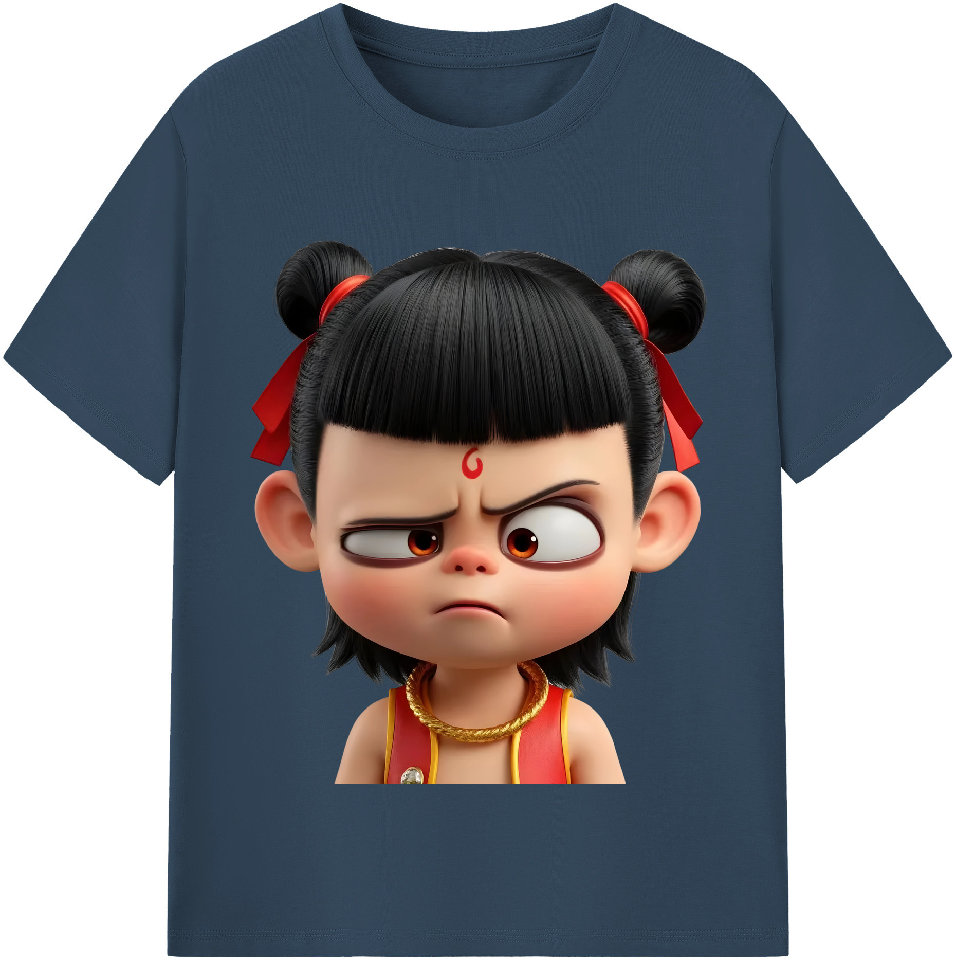 （画像用） Ne Zha 2 ナタ 魔童の大暴れ 綿100％半袖Tシャツ（フロントプリント）
