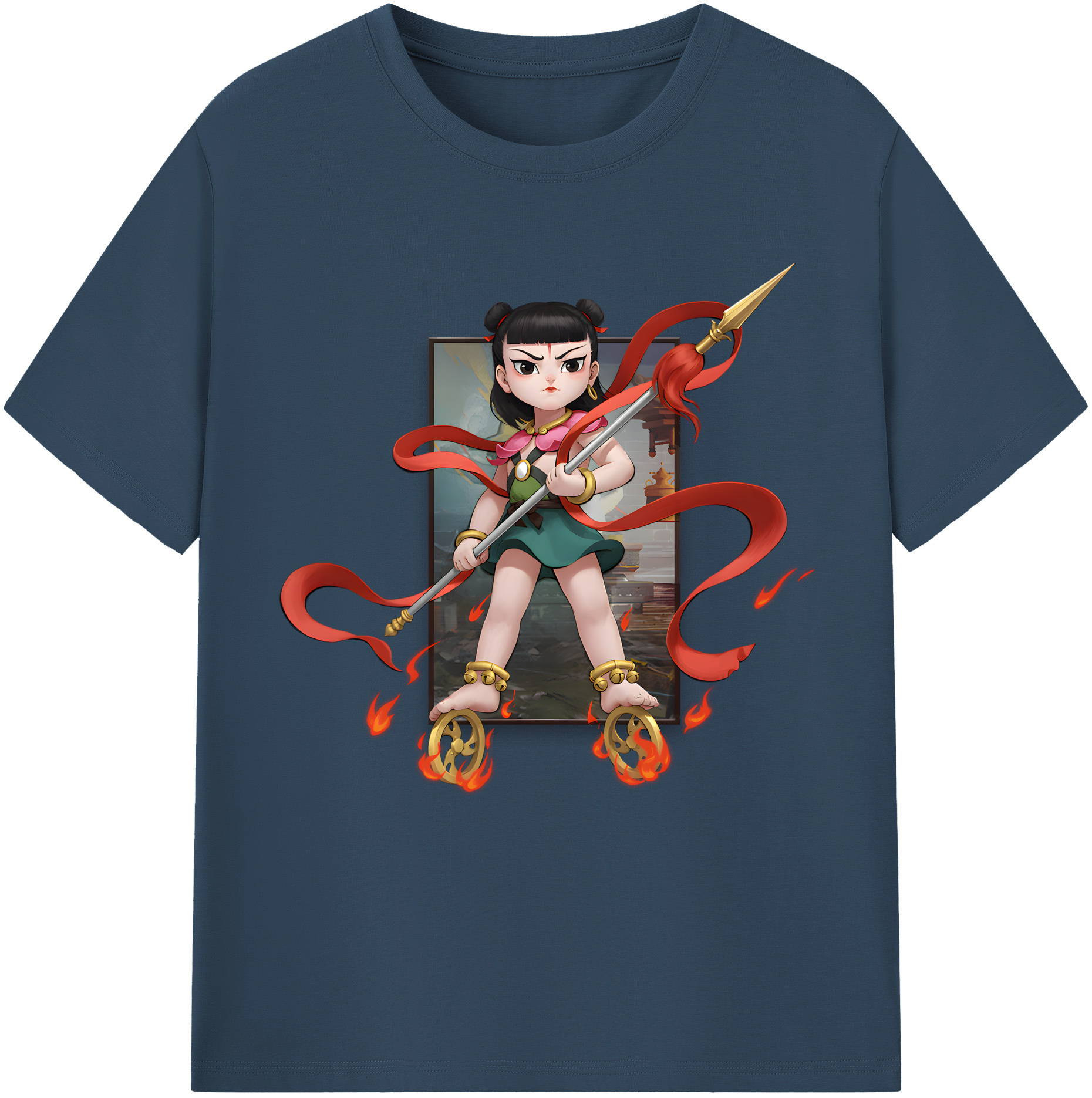 （画像用） Ne Zha 2 ナタ 魔童の大暴れ 綿100％半袖Tシャツ（フロントプリント）