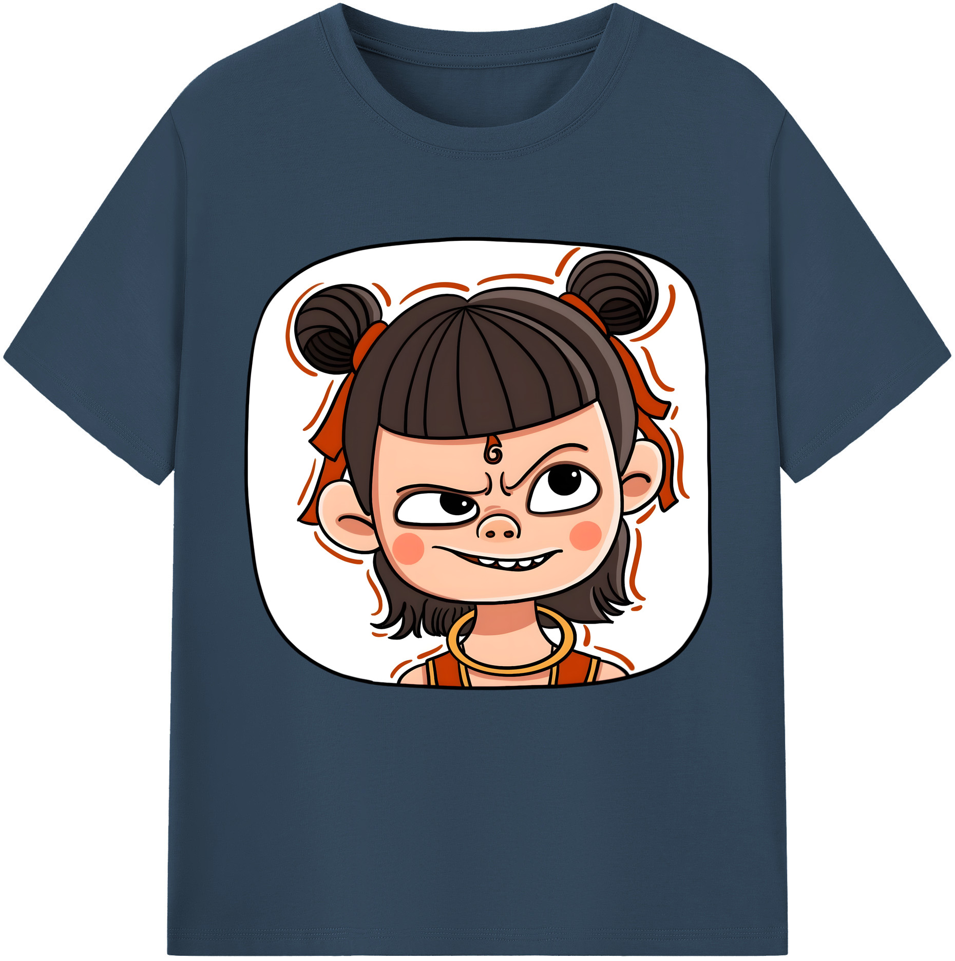 （画像用） Ne Zha 2 ナタ 魔童の大暴れ 綿100％半袖Tシャツ（フロントプリント）