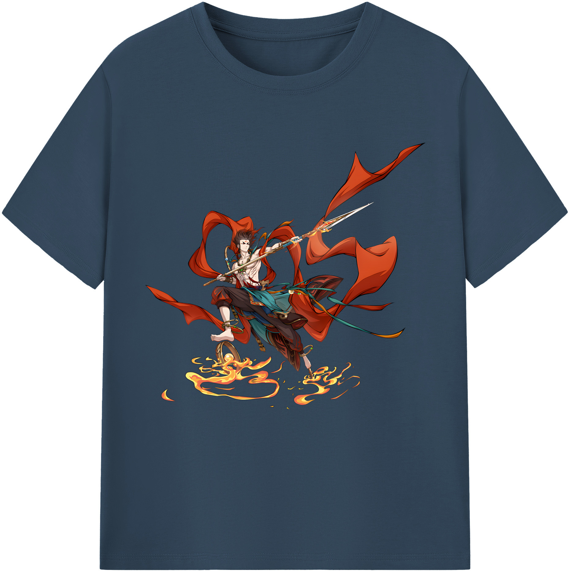 （画像用） Ne Zha 2 ナタ 魔童の大暴れ 綿100％半袖Tシャツ（フロントプリント）