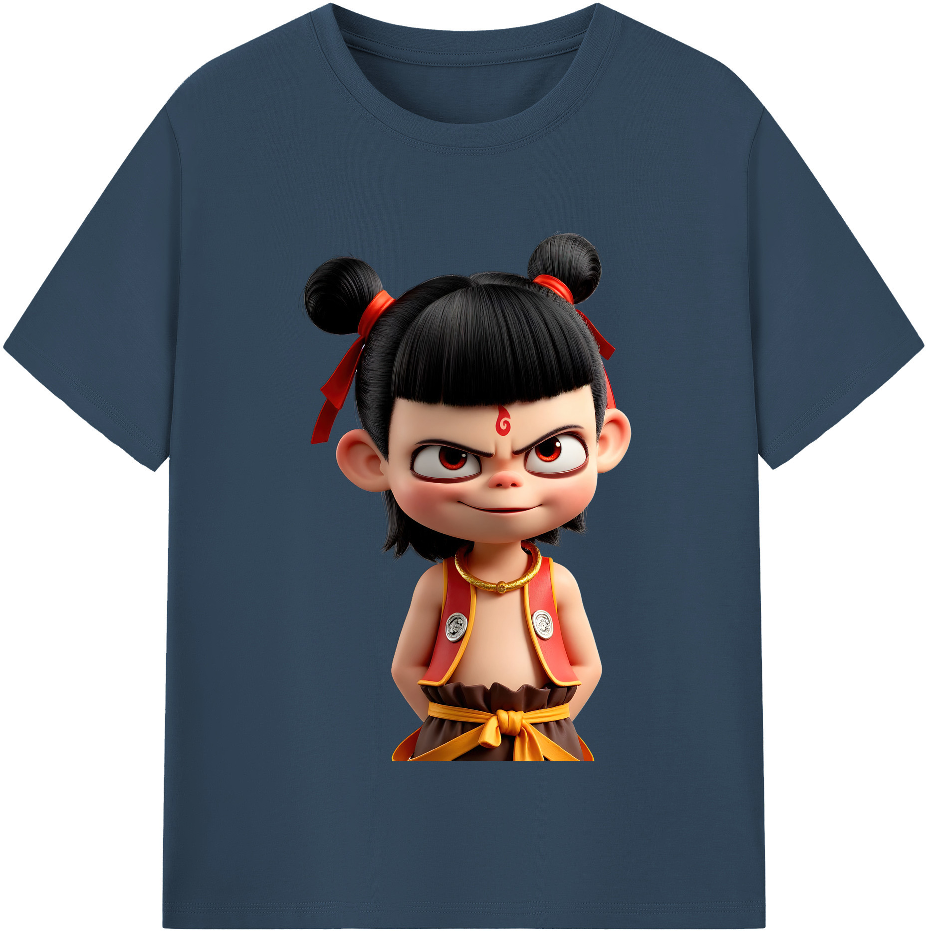 （画像用） Ne Zha 2 ナタ 魔童の大暴れ 綿100％半袖Tシャツ（フロントプリント）