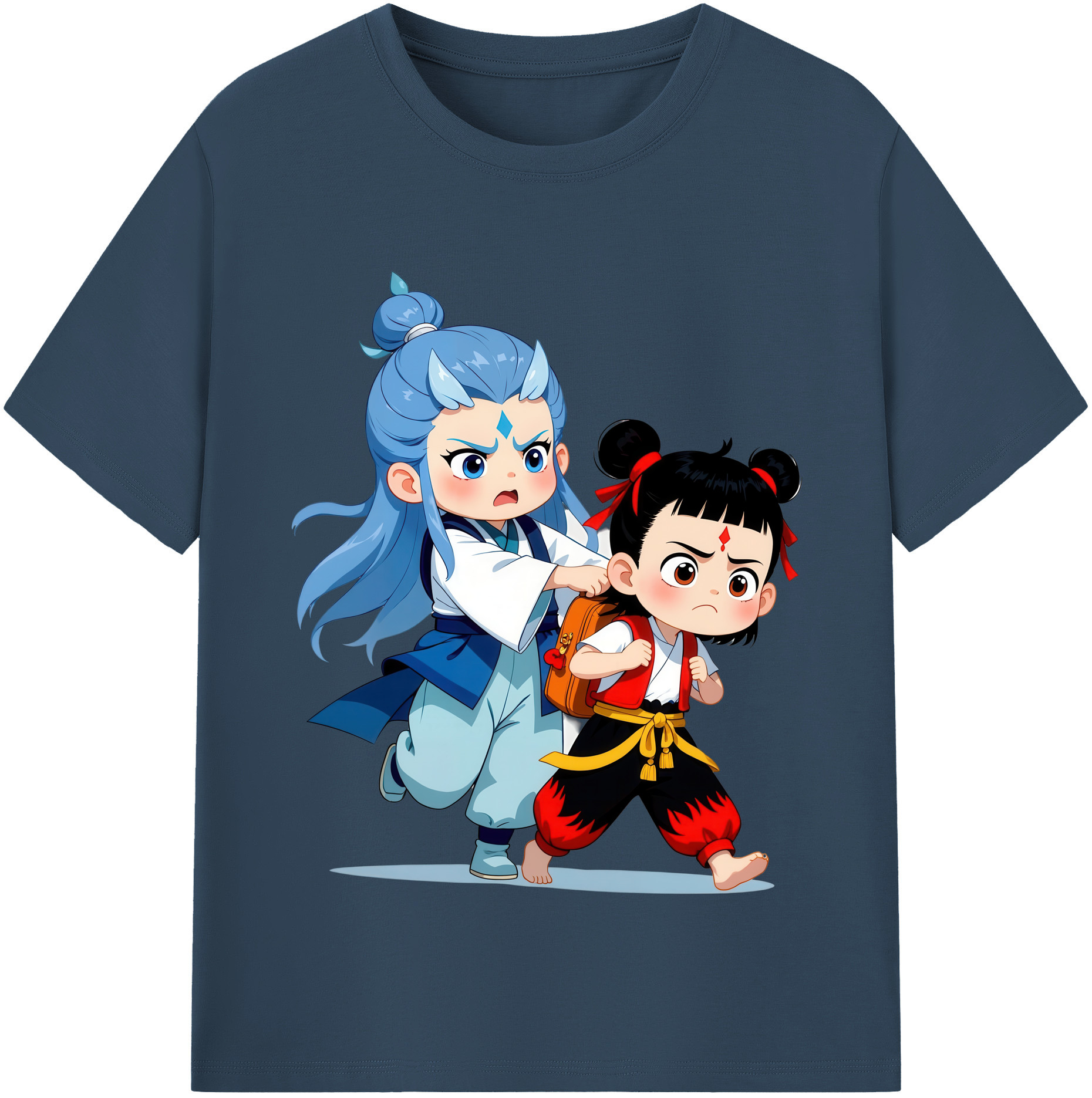 （画像用） Ne Zha 2 ナタ 魔童の大暴れ 綿100％半袖Tシャツ（フロントプリント）
