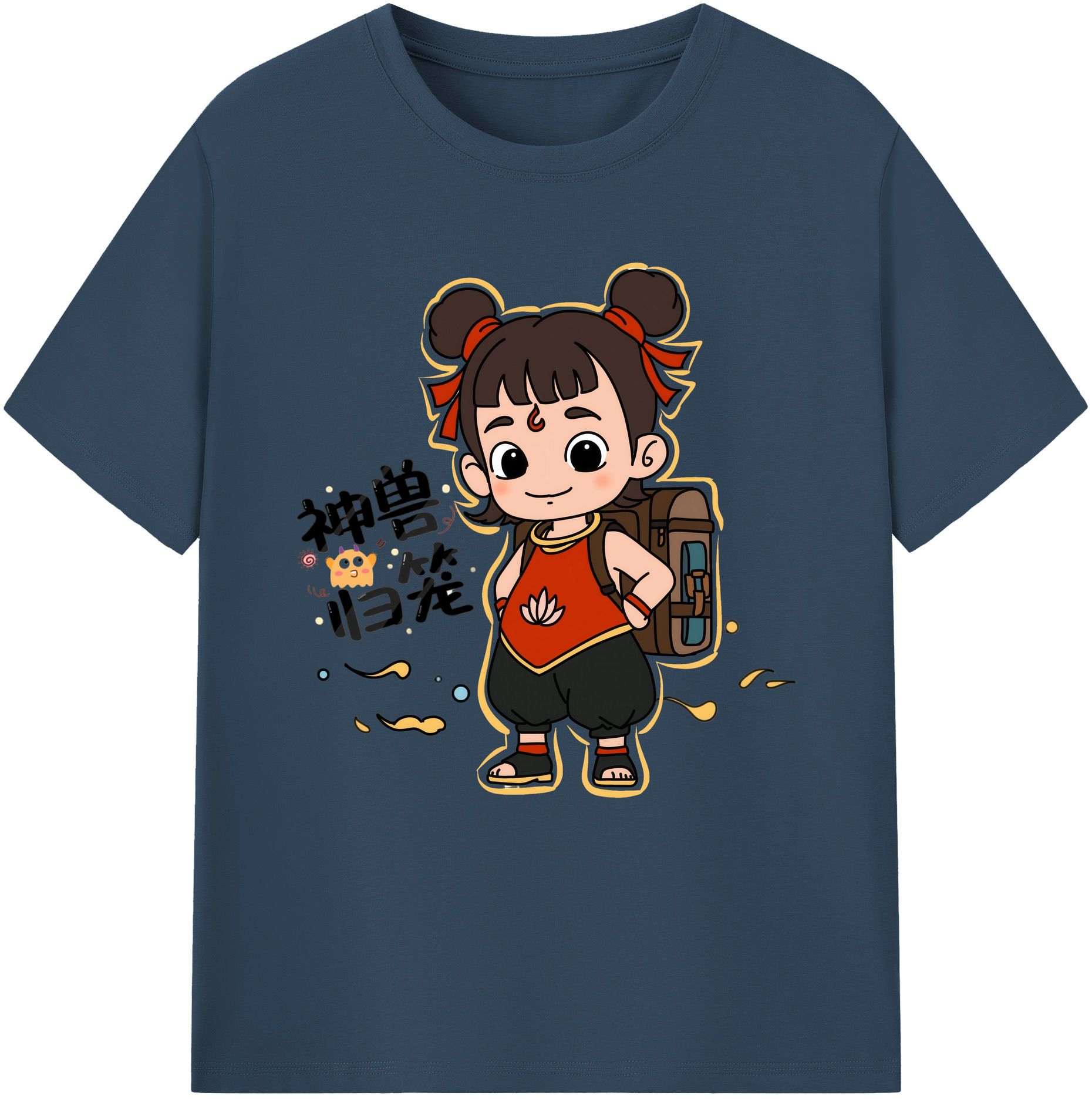 （画像用） Ne Zha 2 ナタ 魔童の大暴れ 綿100％半袖Tシャツ（フロントプリント）