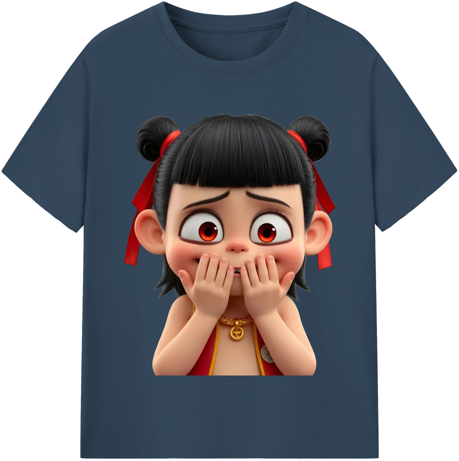 （画像用） Ne Zha 2 ナタ 魔童の大暴れ 綿100％半袖Tシャツ（フロントプリント）
