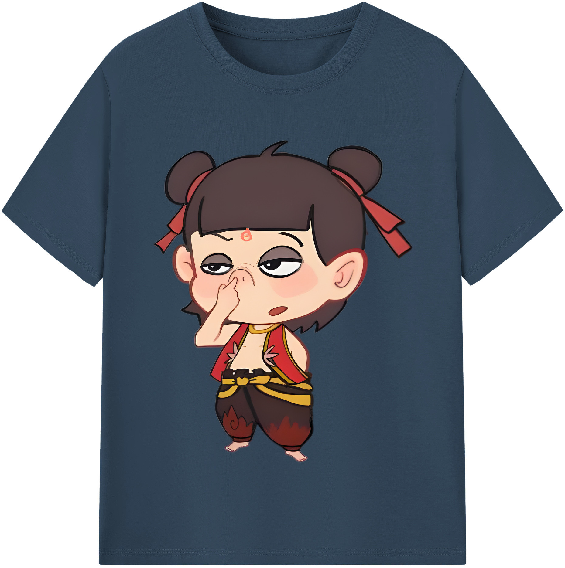（画像用） Ne Zha 2 ナタ 魔童の大暴れ 綿100％半袖Tシャツ（フロントプリント）