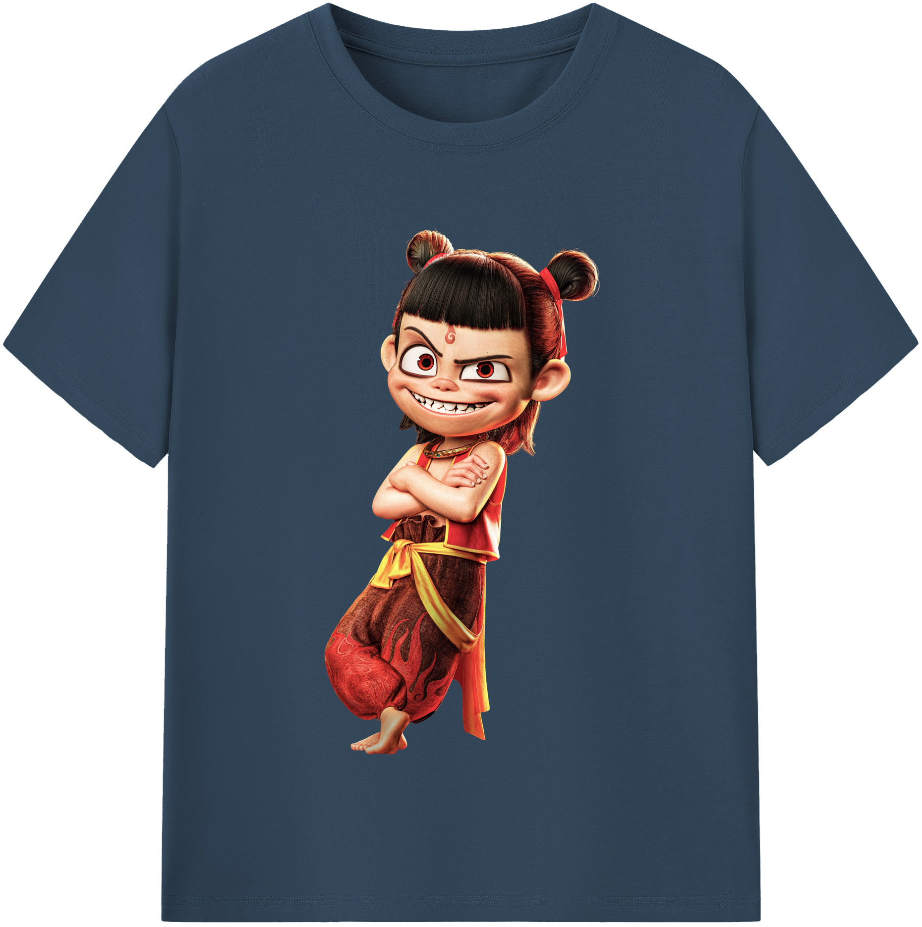 （画像用） Ne Zha 2 ナタ 魔童の大暴れ 綿100％半袖Tシャツ（フロントプリント）