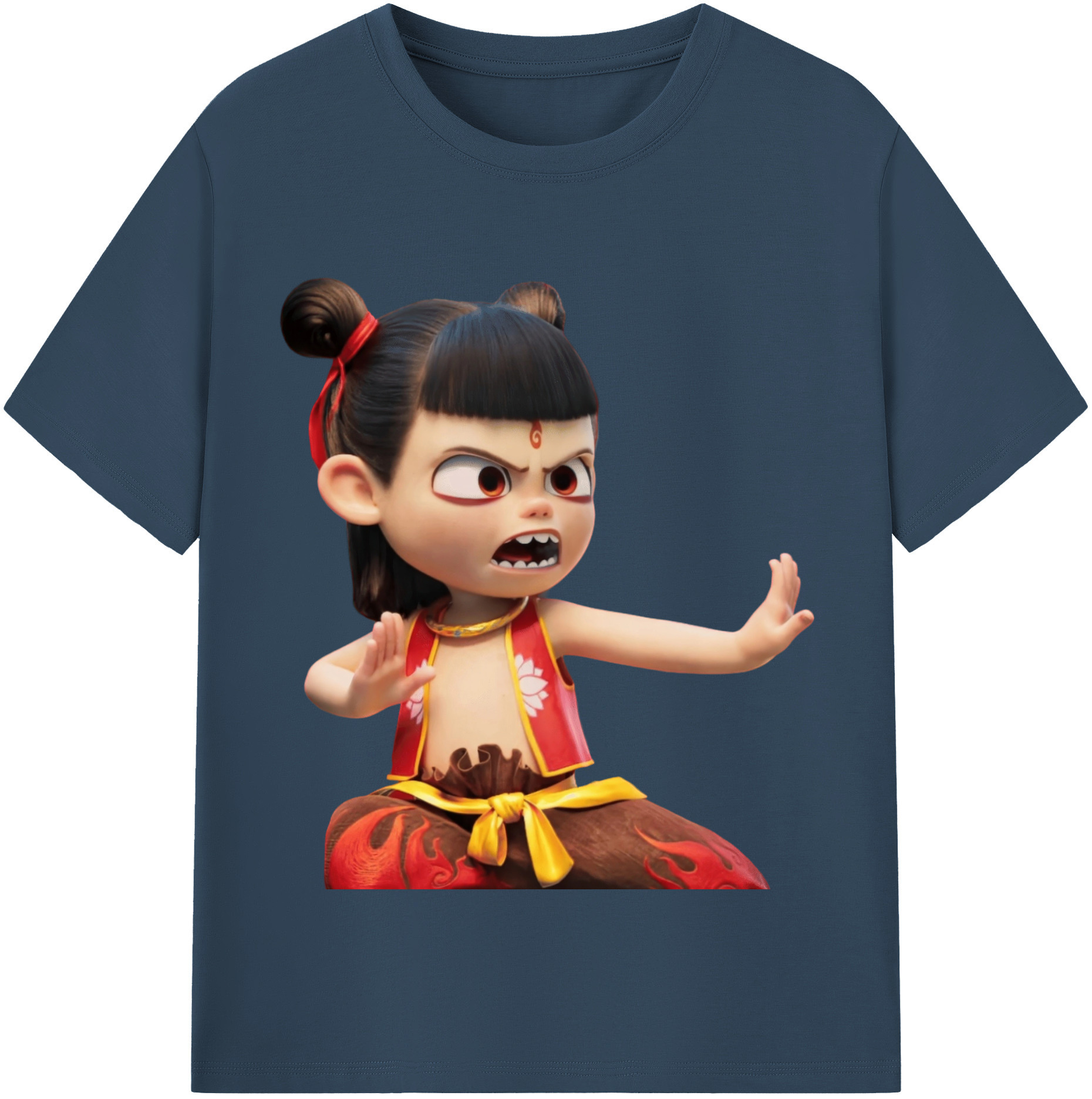 （画像用） Ne Zha 2 ナタ 魔童の大暴れ 綿100％半袖Tシャツ（フロントプリント）
