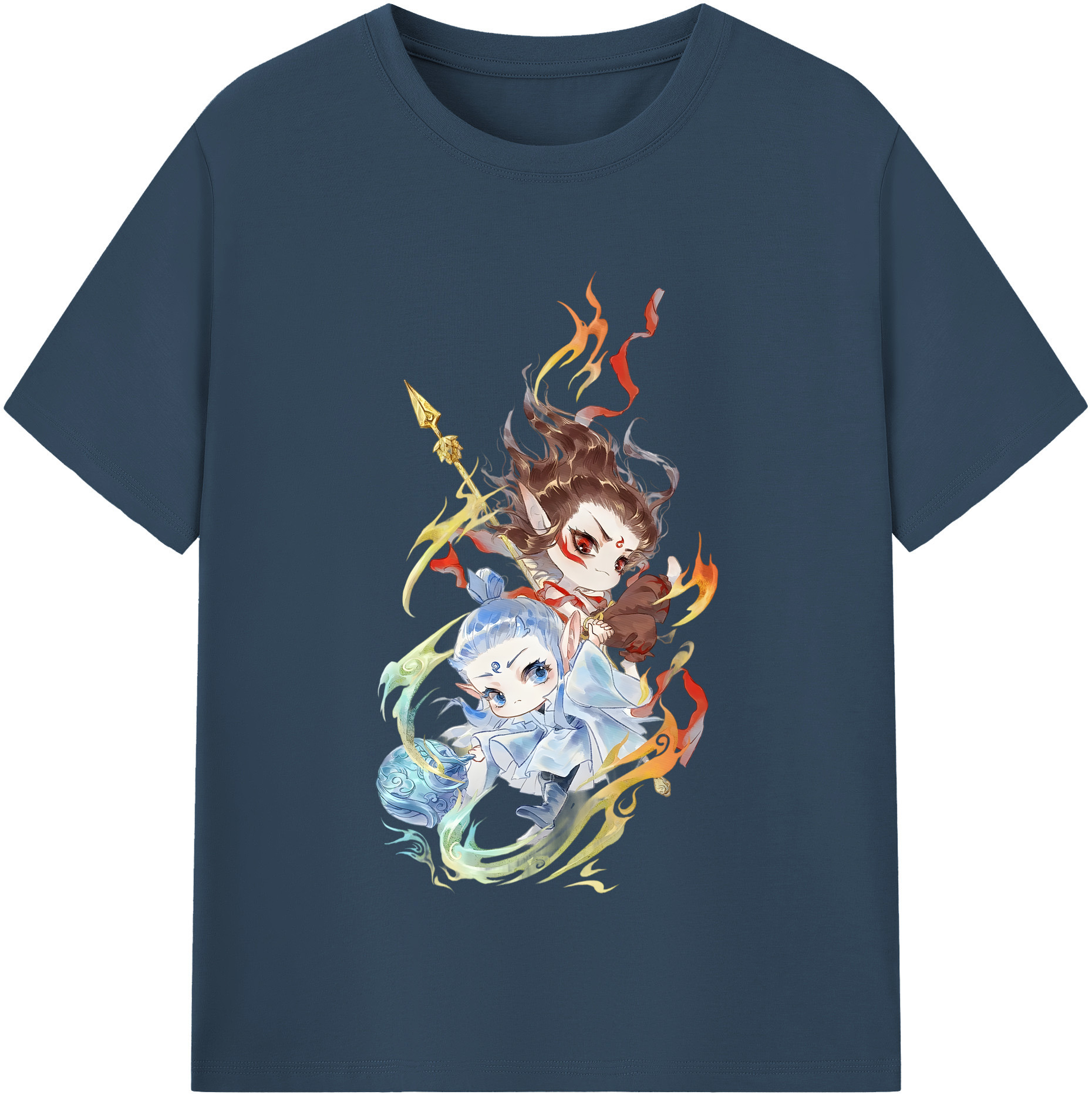 （画像用） Ne Zha 2 ナタ 魔童の大暴れ 綿100％半袖Tシャツ（フロントプリント）