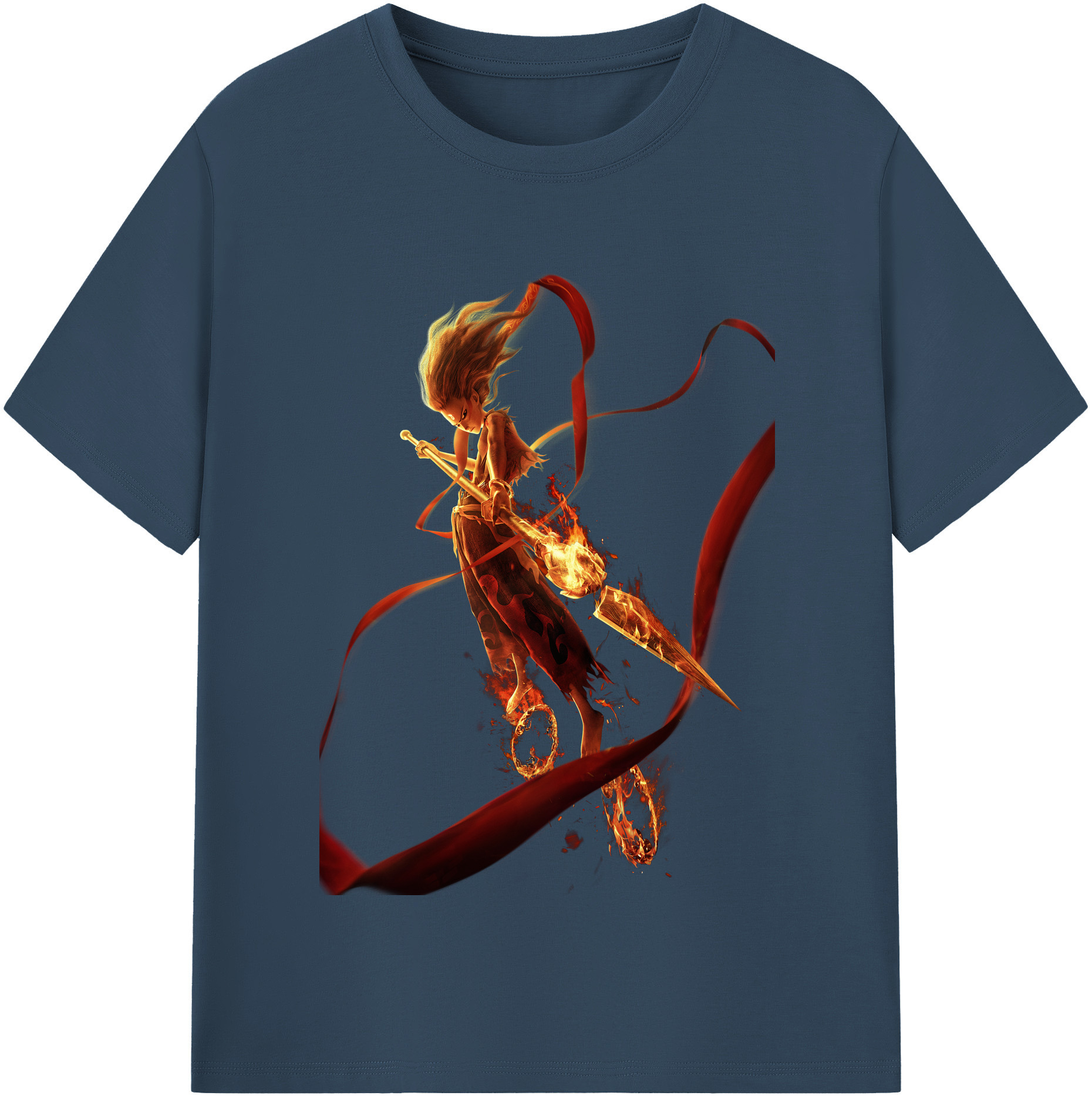（画像用） Ne Zha 2 ナタ 魔童の大暴れ 綿100％半袖Tシャツ（フロントプリント）