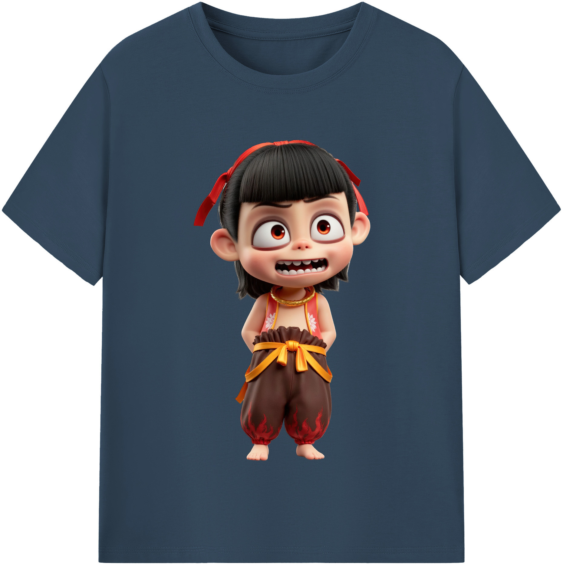 （画像用） Ne Zha 2 ナタ 魔童の大暴れ 綿100％半袖Tシャツ（フロントプリント）