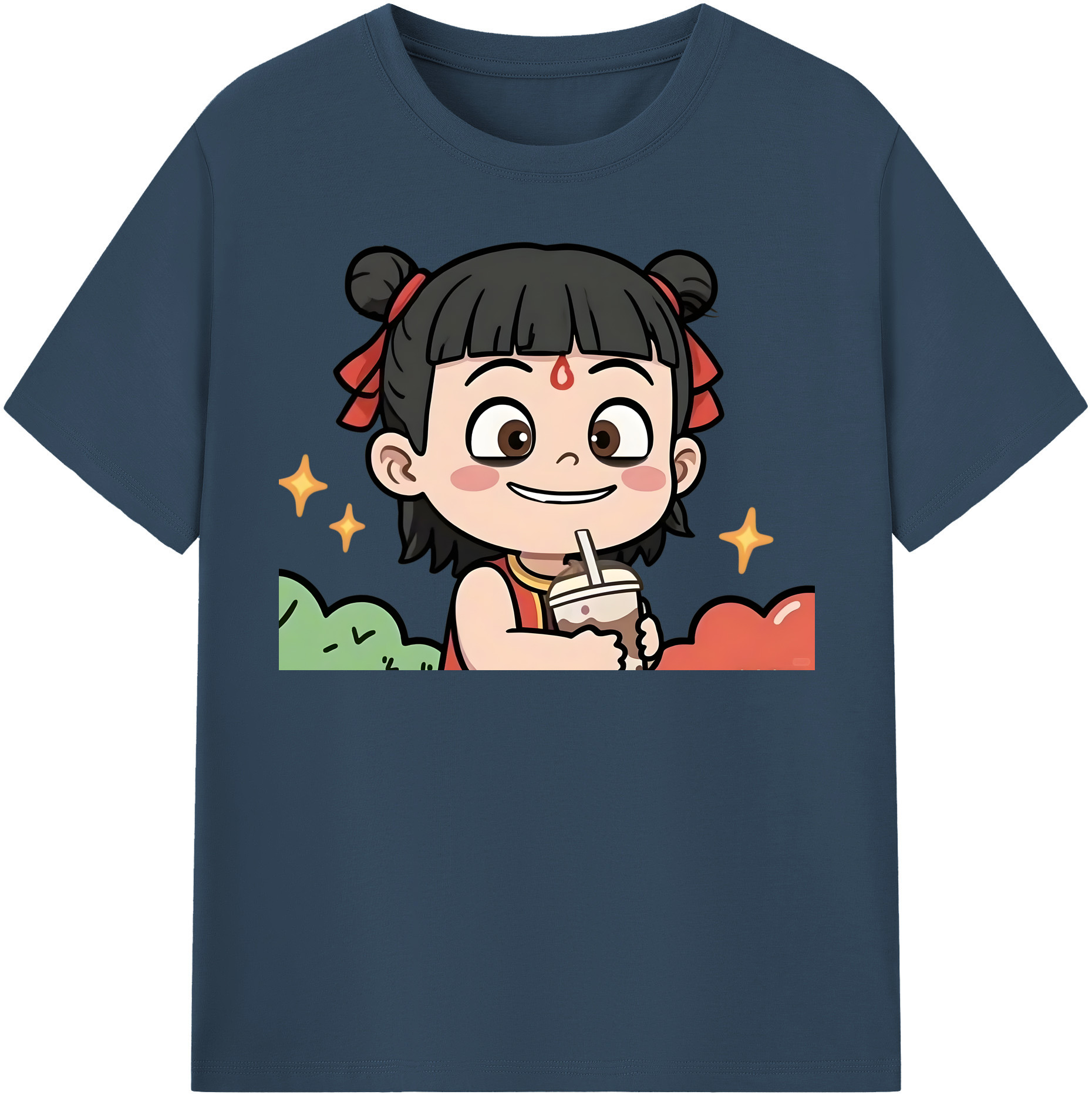 （画像用） Ne Zha 2 ナタ 魔童の大暴れ 綿100％半袖Tシャツ（フロントプリント）