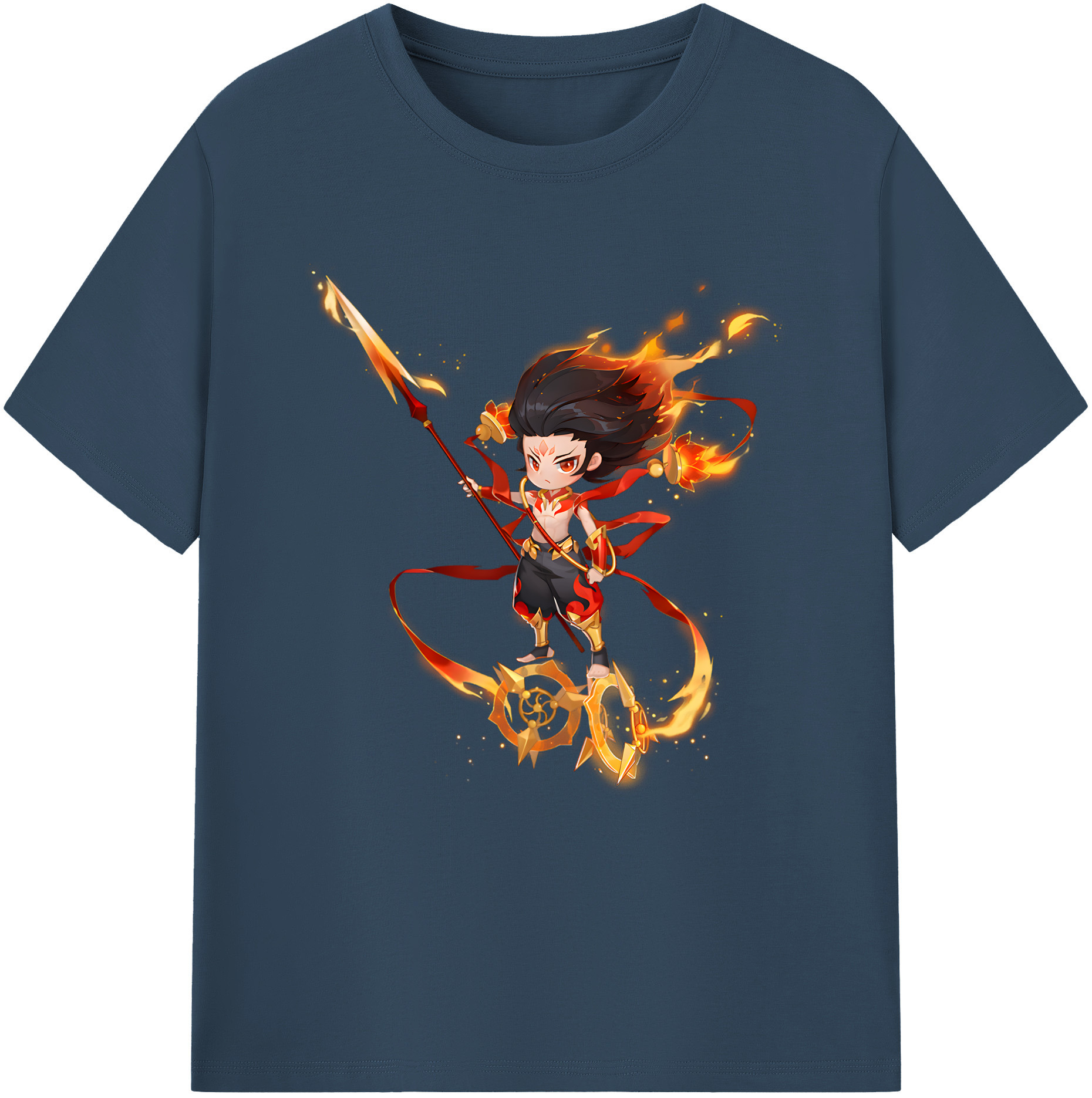 （画像用） Ne Zha 2 ナタ 魔童の大暴れ 綿100％半袖Tシャツ（フロントプリント）