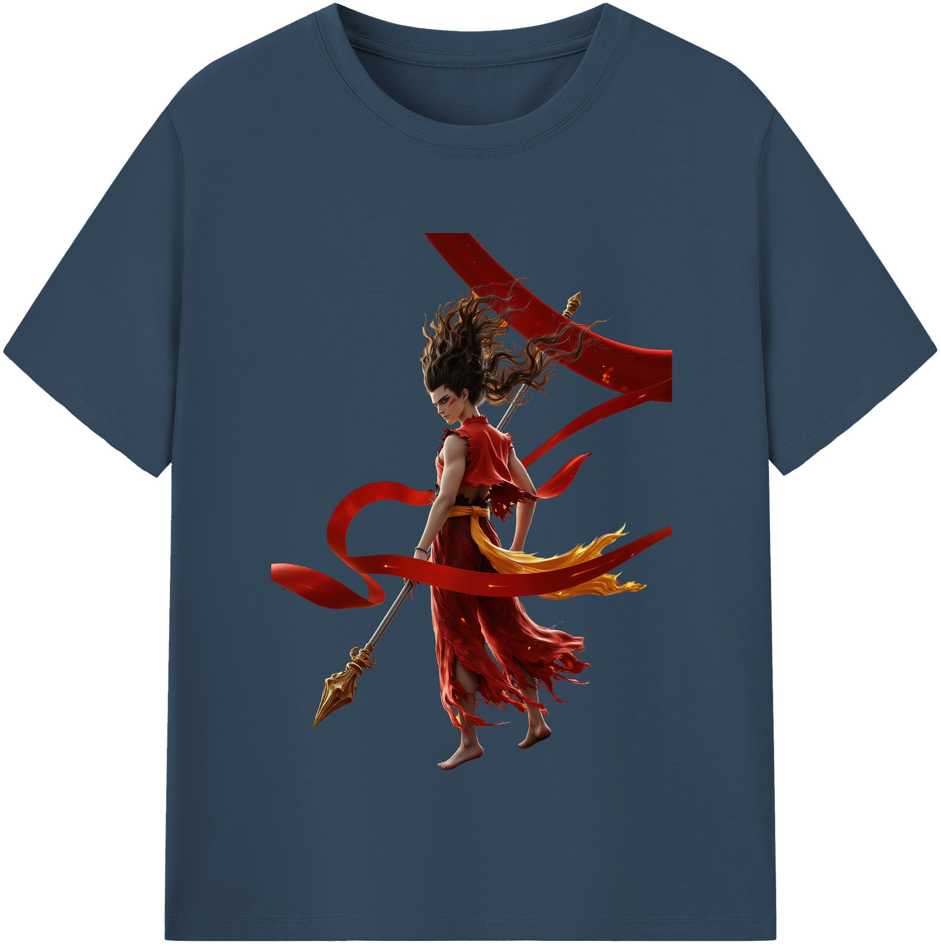 （画像用） Ne Zha 2 ナタ 魔童の大暴れ 綿100％半袖Tシャツ（フロントプリント）