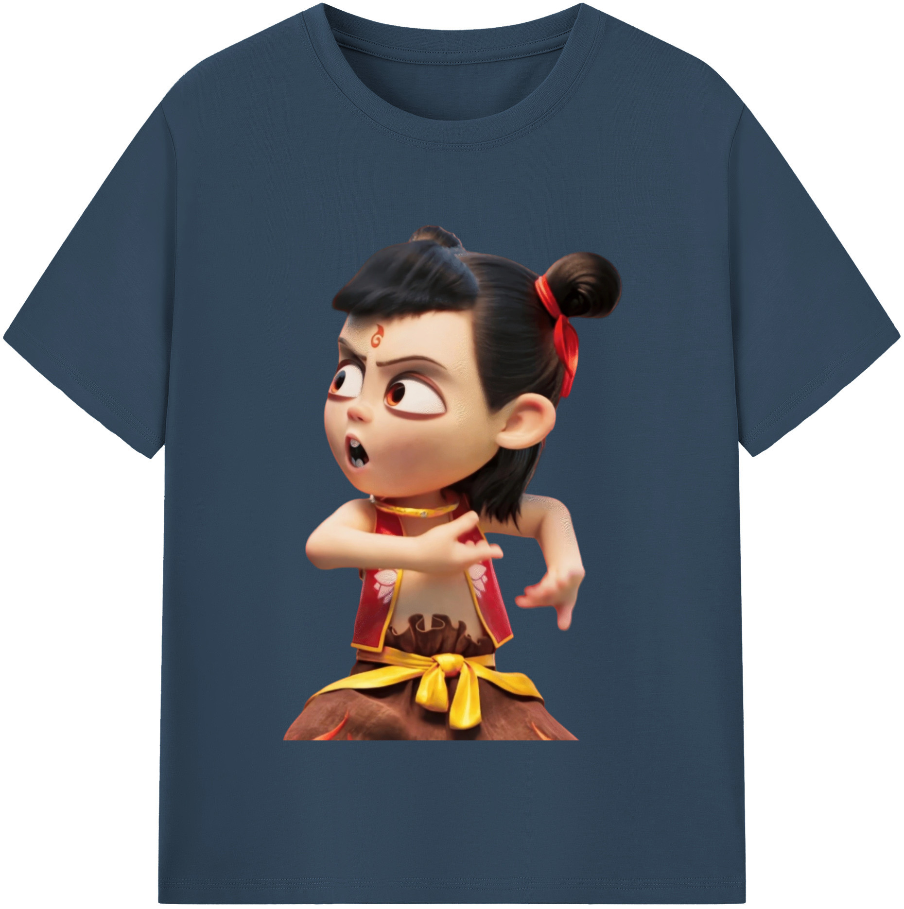 （画像用） Ne Zha 2 ナタ 魔童の大暴れ 綿100％半袖Tシャツ（フロントプリント）