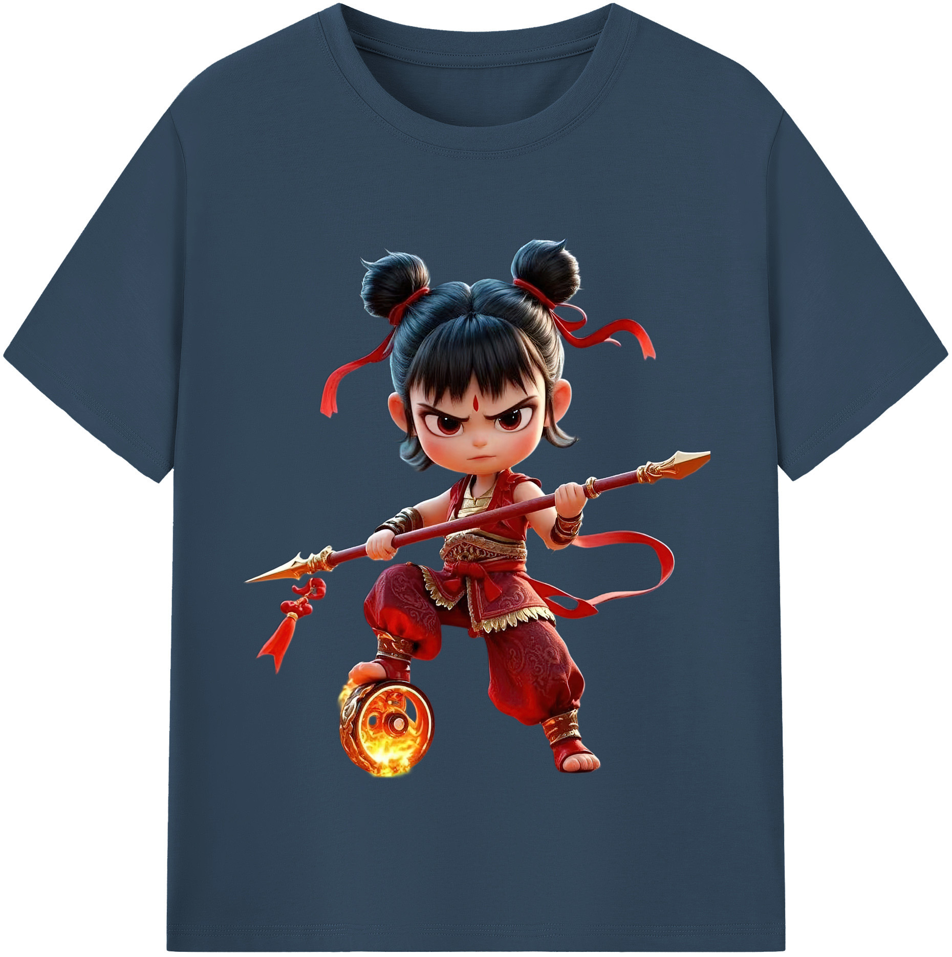 （画像用） Ne Zha 2 ナタ 魔童の大暴れ 綿100％半袖Tシャツ（フロントプリント）