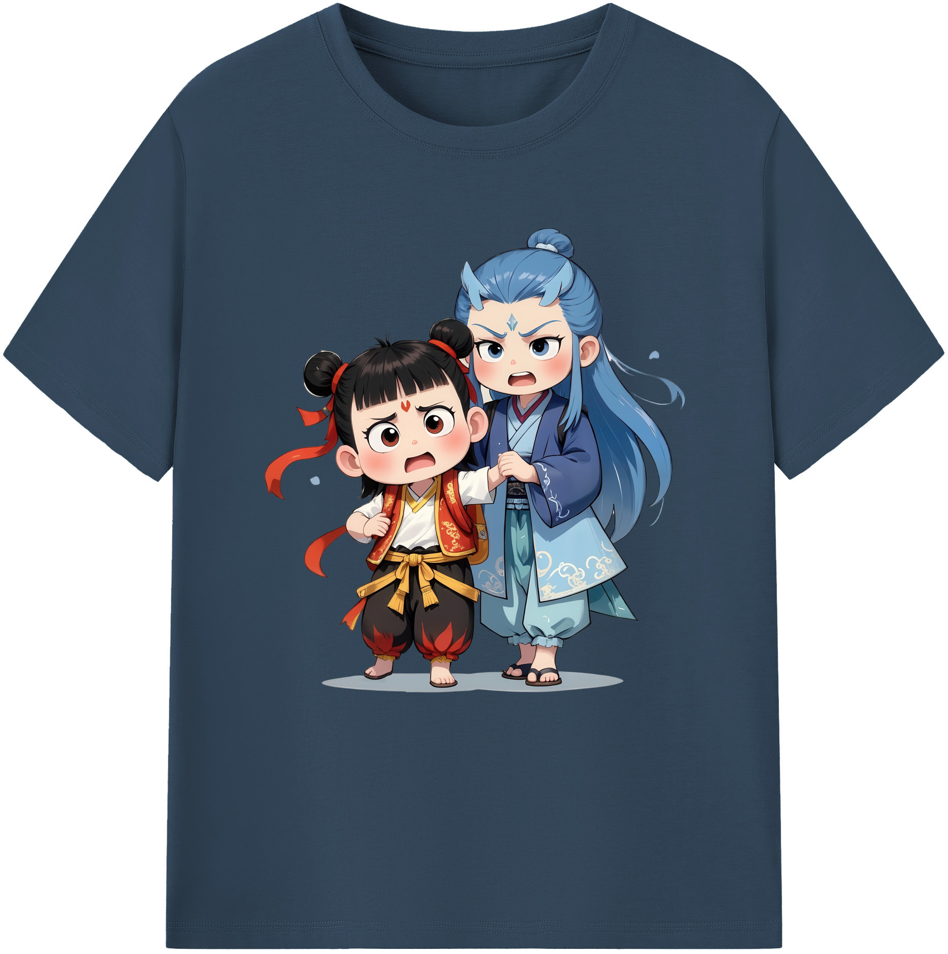 （画像用） Ne Zha 2 ナタ 魔童の大暴れ 綿100％半袖Tシャツ（フロントプリント）